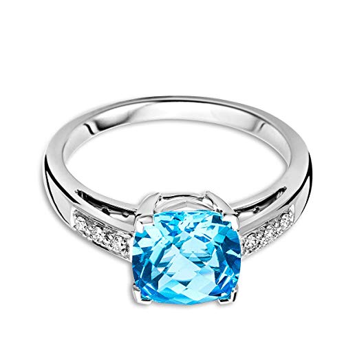 Detalle de Miore Women's Engagement Ring 9 Carat White Gold with Diamonds (0.06 ct)
