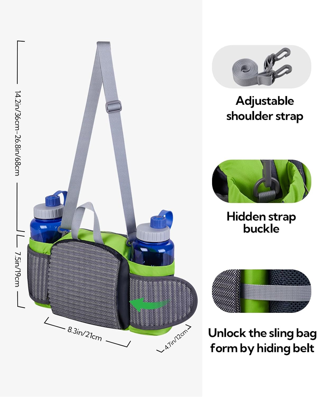 Thumbnail 5 de Waterfly Hiking Waist Pack Bum Bag: Durable 3‑Pocket Waist Bag with Bottle Holders