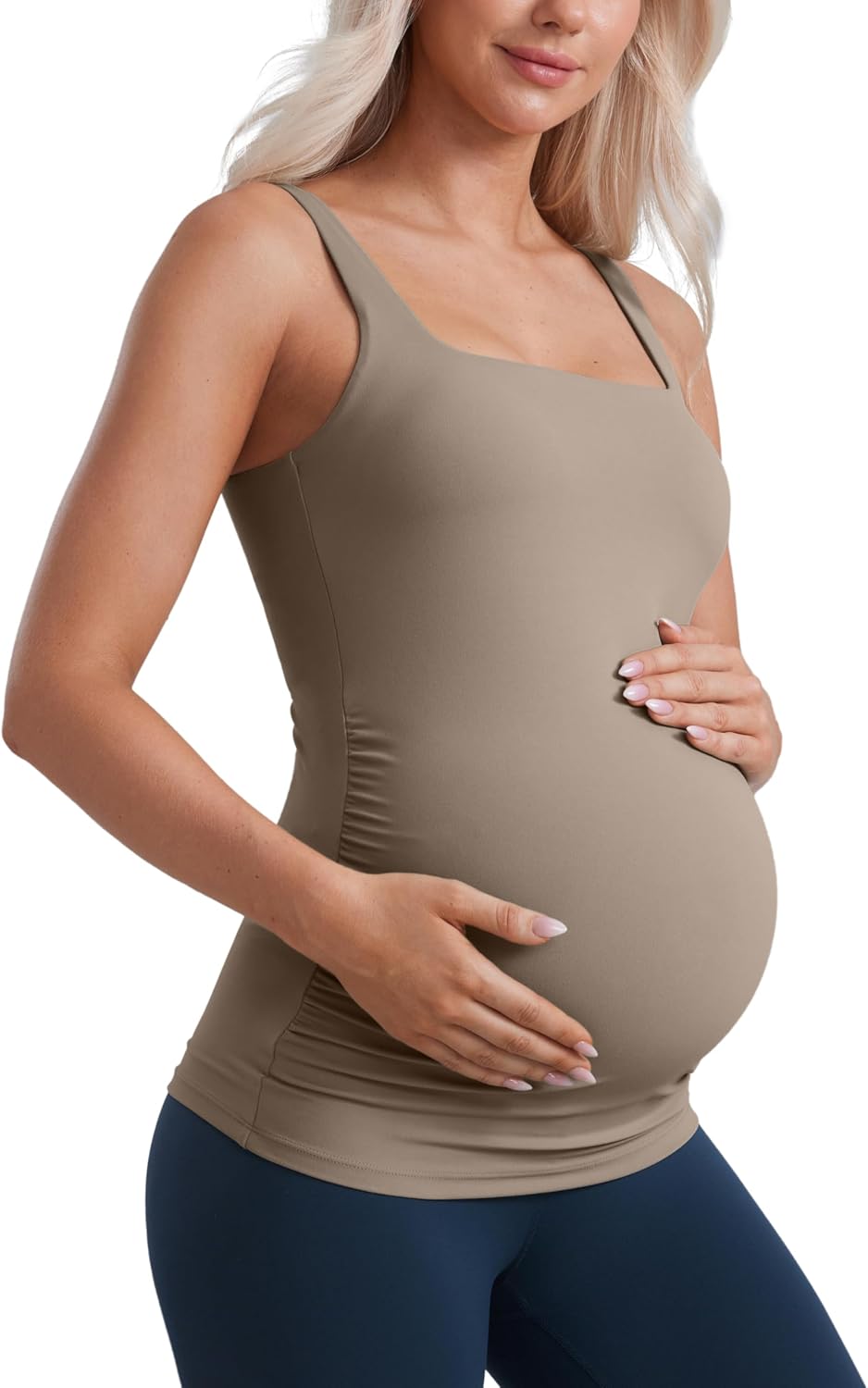Detalle de CRZ YOGA Butterluxe Donna Quadrato Collo maternità – Top e reggiseno integrato per gravidanza e postpartum