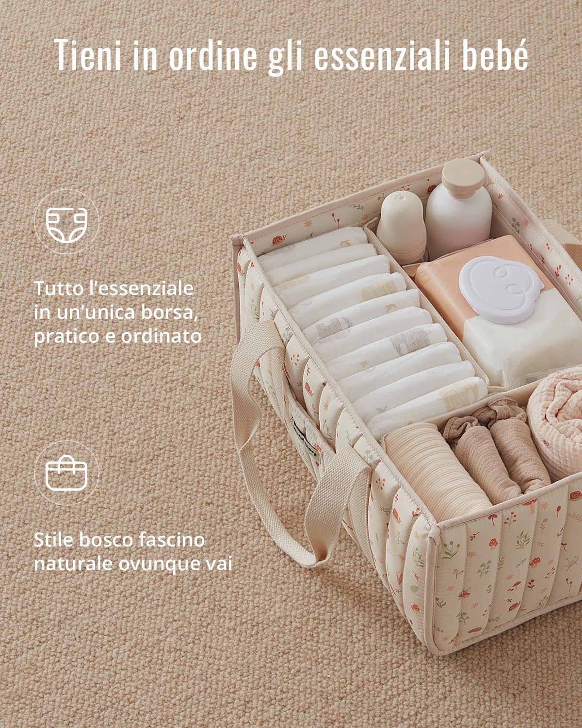Thumbnail 2 de Blissful Diary Organizer per pannolini: Caddy floreale, organizer per fasciatoio e cesto per neonati