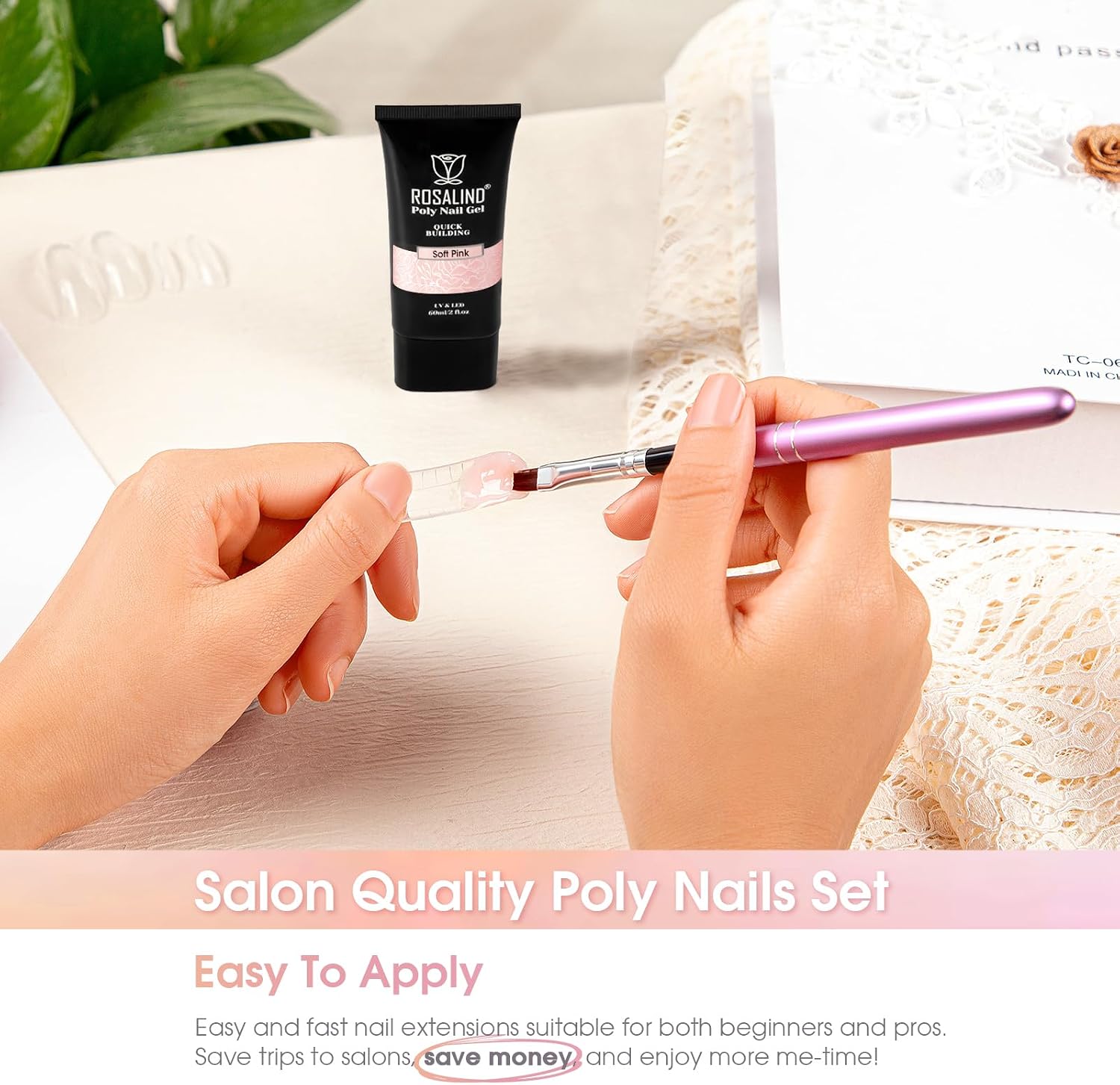 Detalle 2 de ROSALIND NRP-59 Soft Pink Poly Nail Gel Builder, 2 oz, UV/LED-Cured