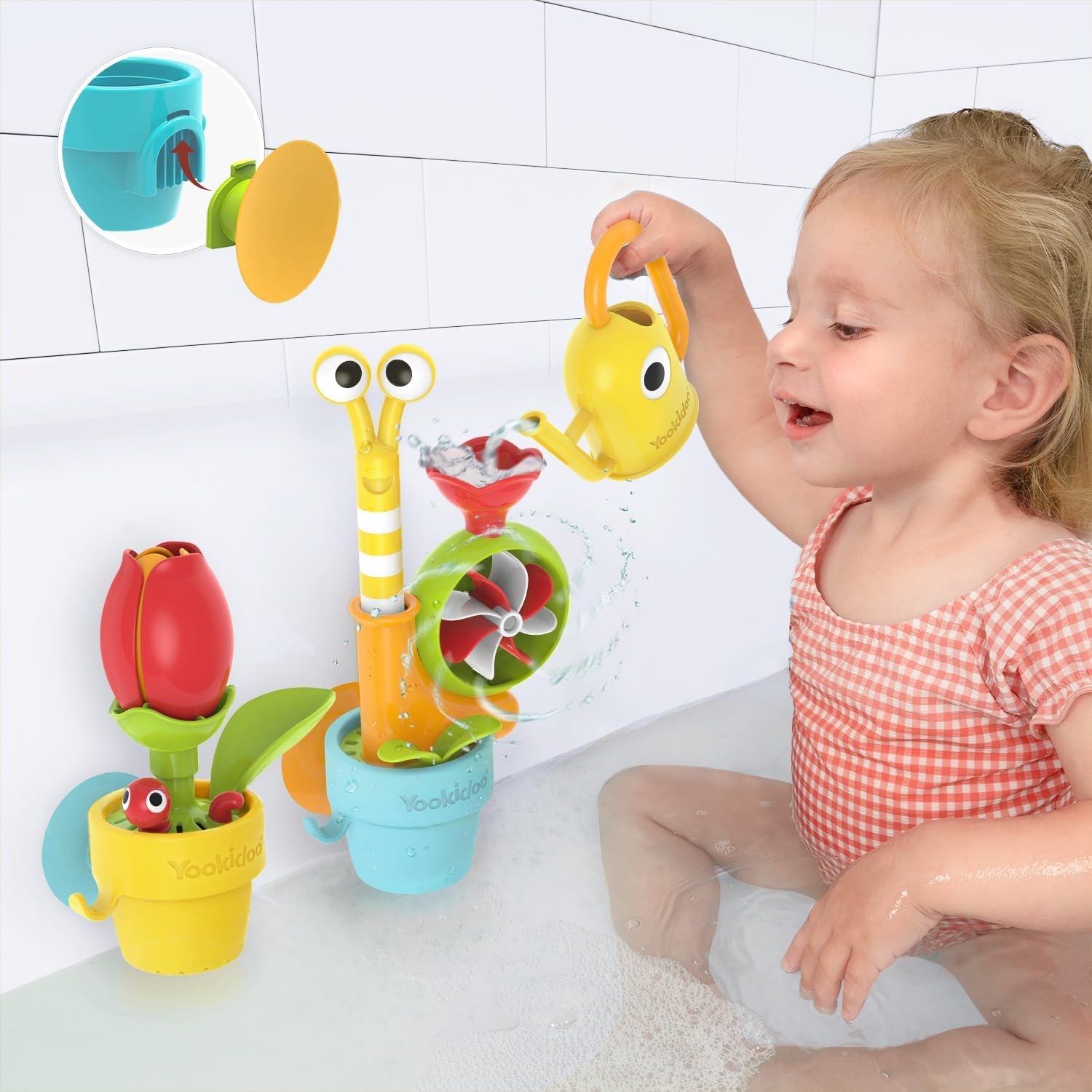 Thumbnail 1 de Yookidoo Pour 'N' Grow Pop Up Garden Adventure Set Bundle (Ages 1-3) – Snail, Flower & Watering Can for Bath Time