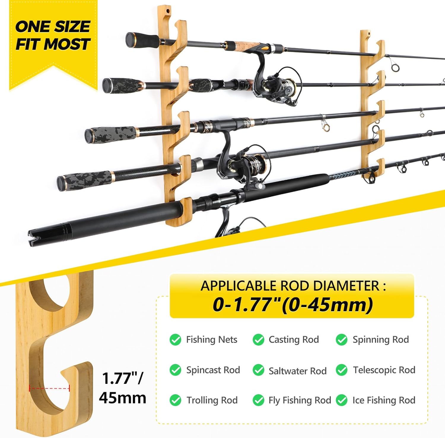 Detalle 1 de PLUSINNO fishing rod holder, solid wood