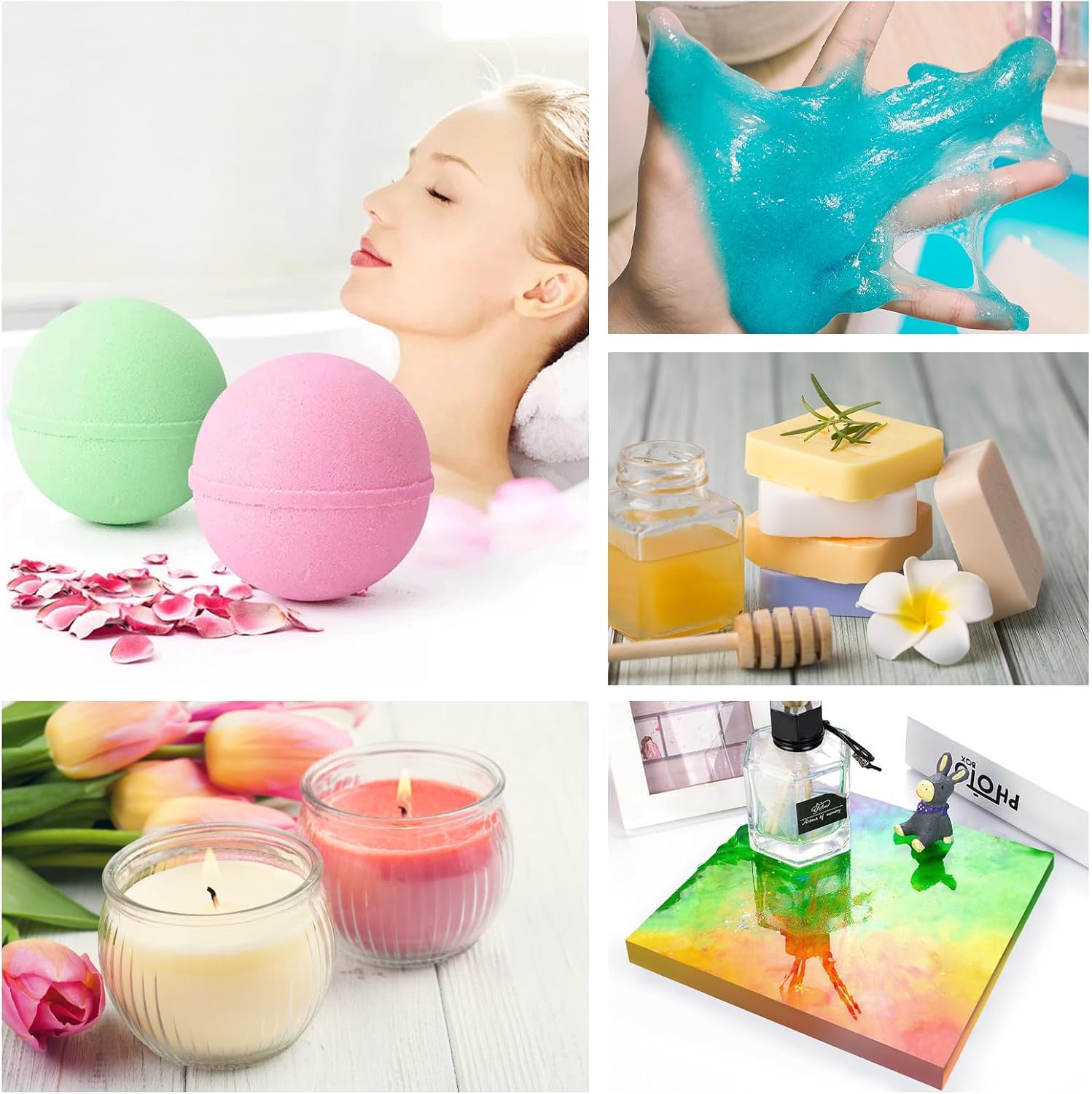 Detalle 2 de DEWEL lot de 16 couleurs de savon liquide pour fabrication maison (savon, bombes de bain, slime)