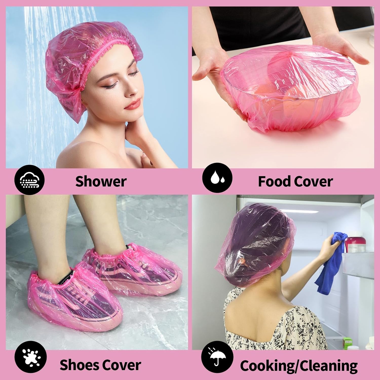 Thumbnail 6 de LEOBRO Disposable Shower Caps, Large Pink, 100-Pack