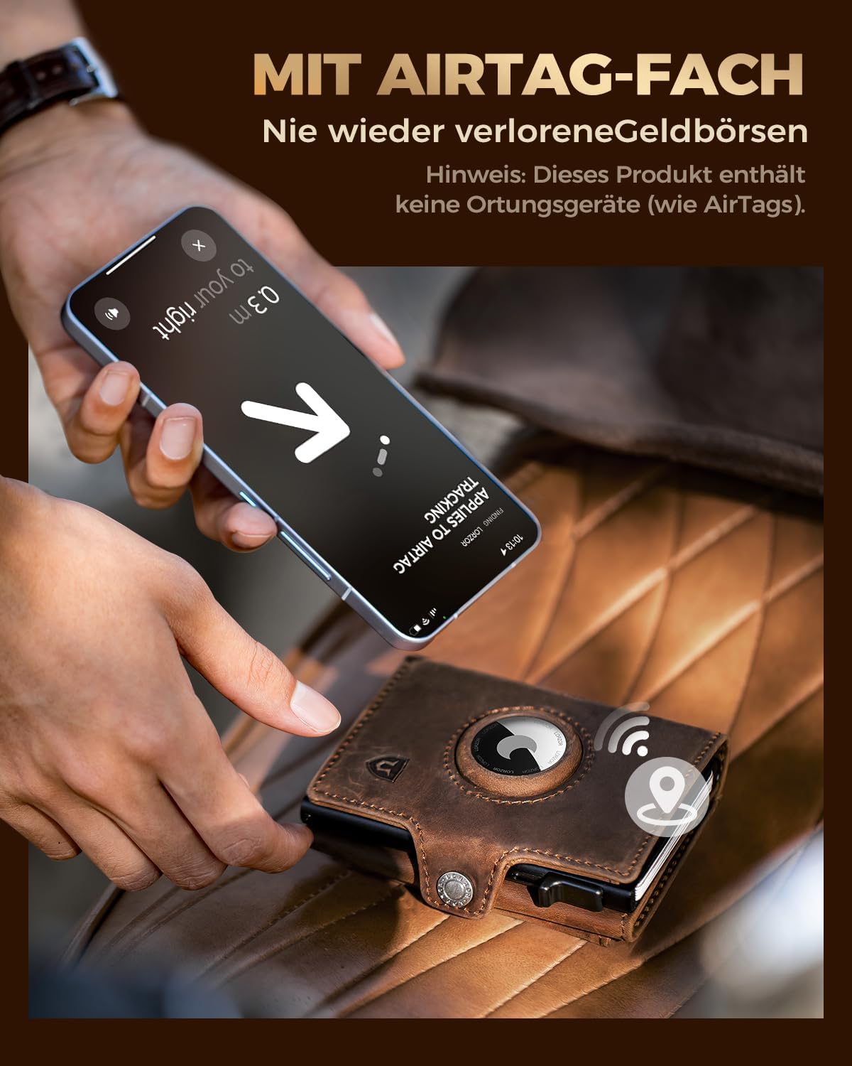 Detalle 2 de LORZOR AirTag Wallet 10+ Münzen 👛