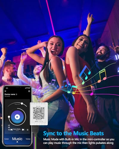 Detalle de Mexllex Ruban Led 5M : bande LED RGB pilotable par APP et télécommande, ambiance musique intégrée