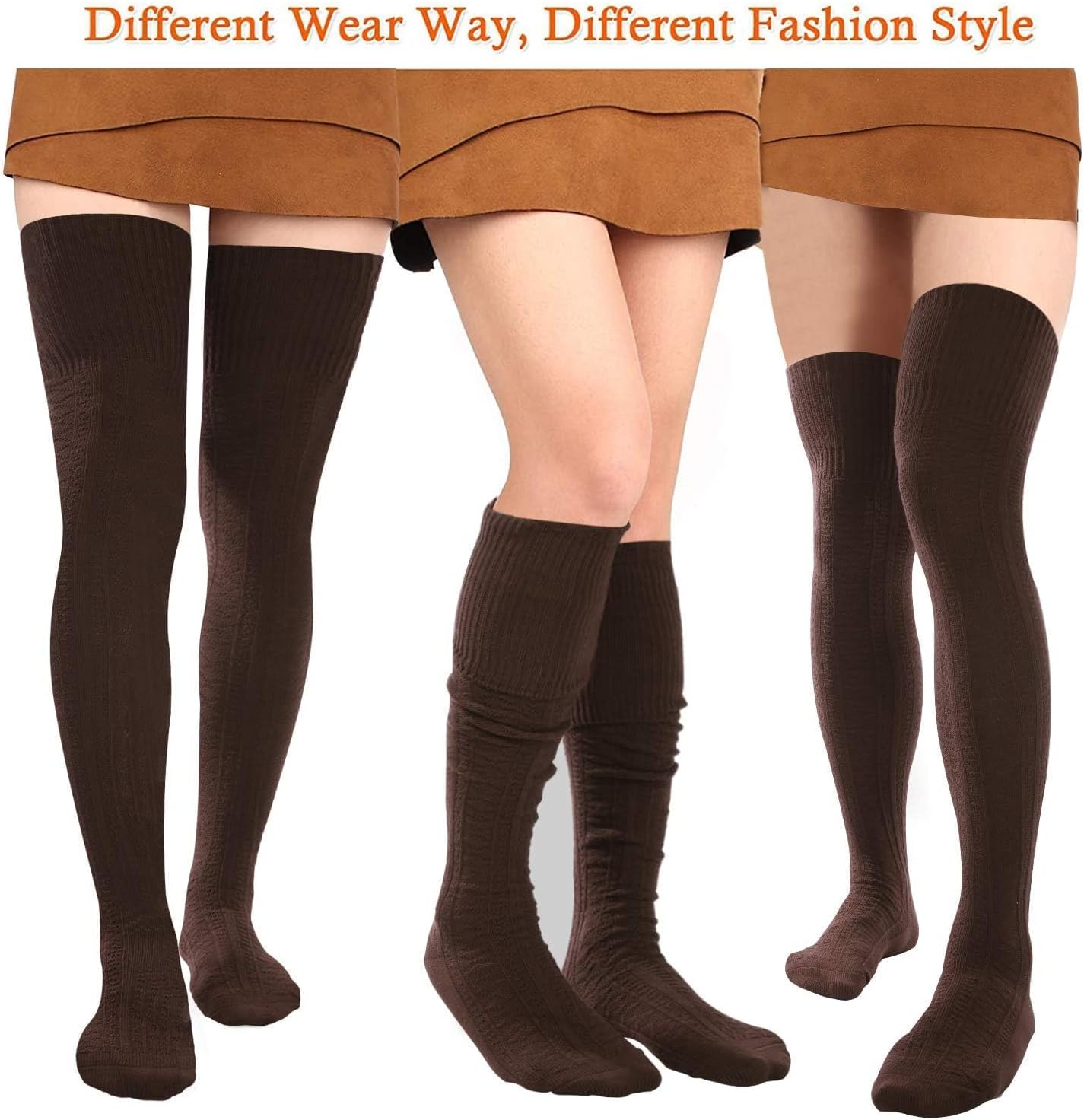 Detalle de Moon Wood Thigh-High Socks, Cotton Knit