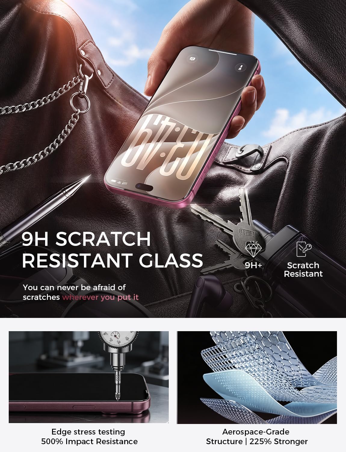 Detalle de MAGIC JOHN iPhone 18 Pro 3rd Gen Anti-Glare Tempered Glass Screen Protector, 2-Pack