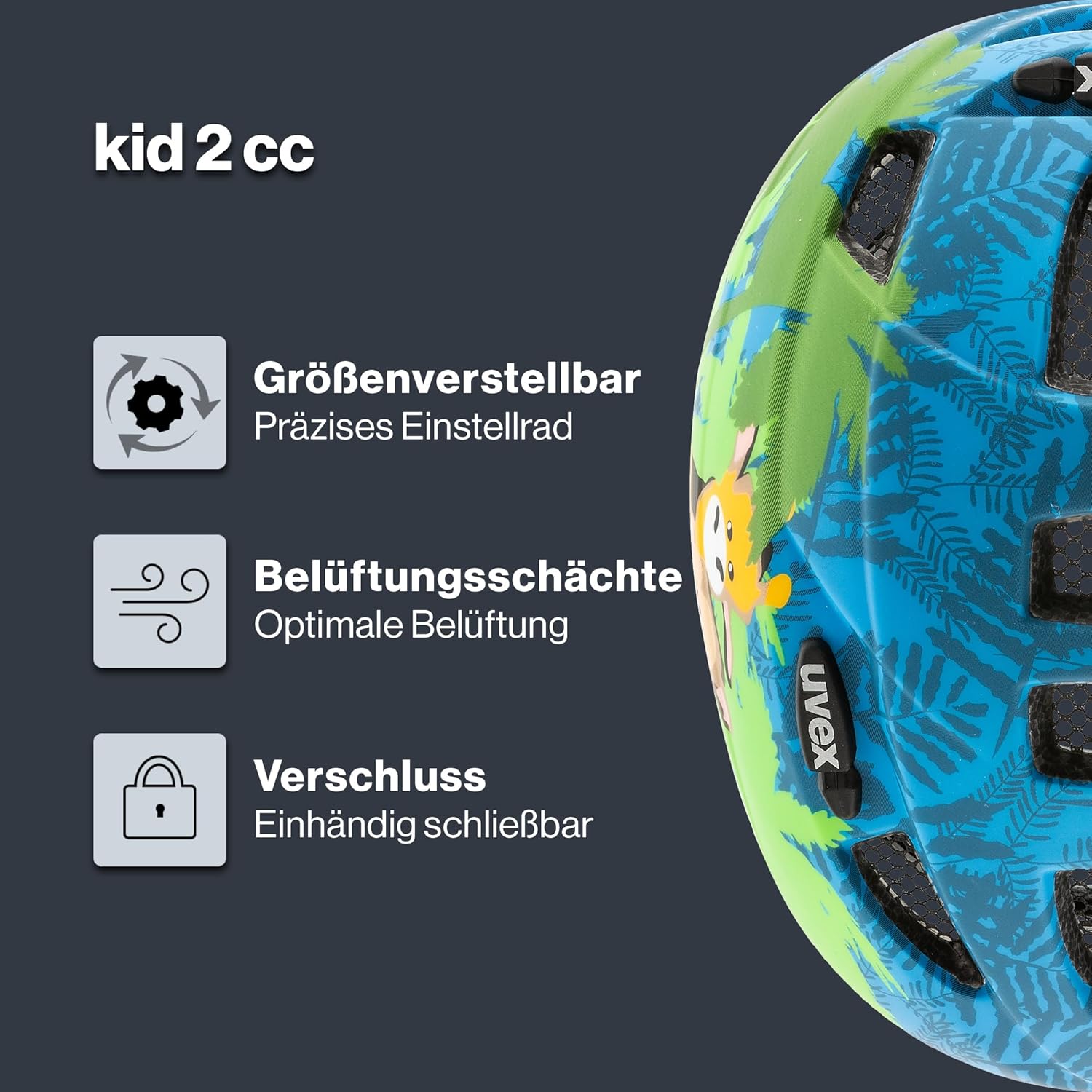 Thumbnail 1 de uvex Kid 2 cc – Leichter Kinder-Helm mit individueller Größenanpassung und LED-Erweiterung