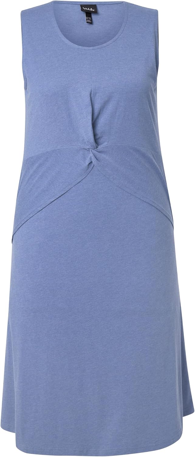 Detalle de Ulla Popken Damen Übergrößen Jerseykleid mit Lagenoptik – A-Linie, Rundhals, ärmellos