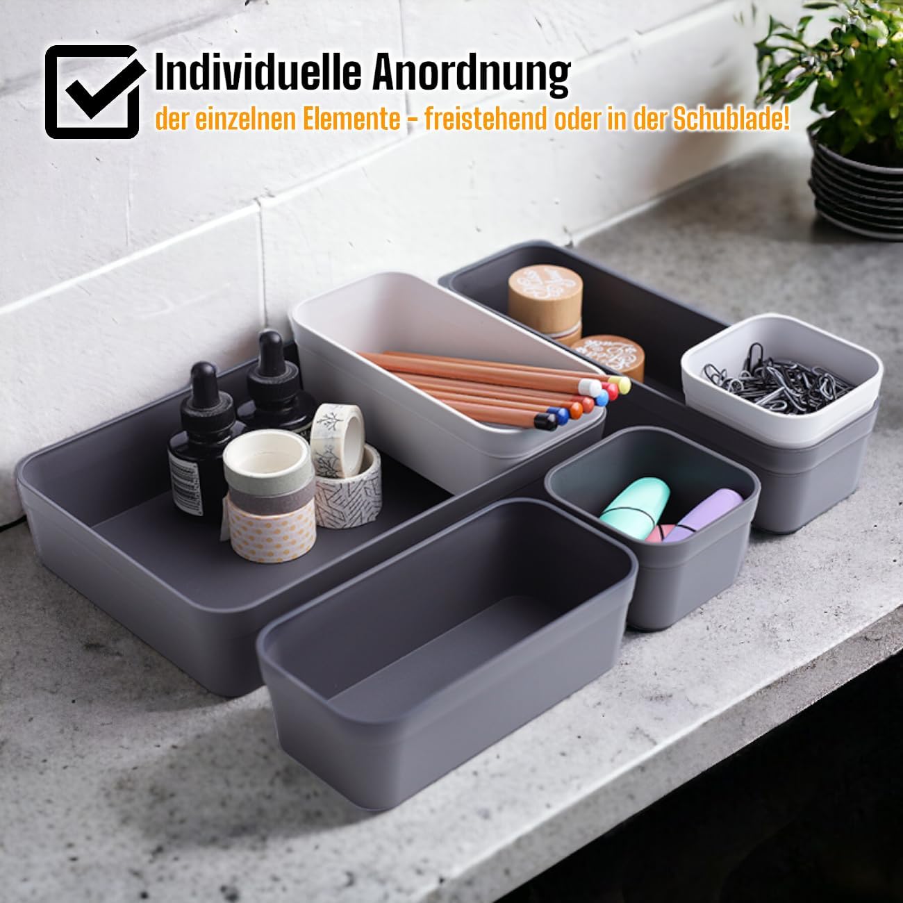 Thumbnail 4 de Gariella Schubladen-Organizer-Set mit verstellbarem Trennsystem (pastell-grün) – 8 Boxen in 4 Größen