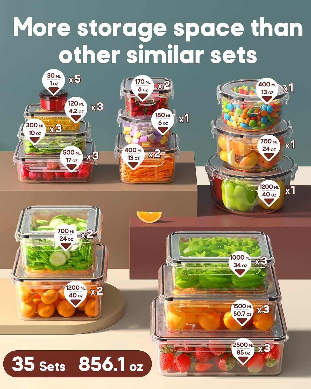 Thumbnail 1 de 70 PCS Food Storage Containers Set 🍱