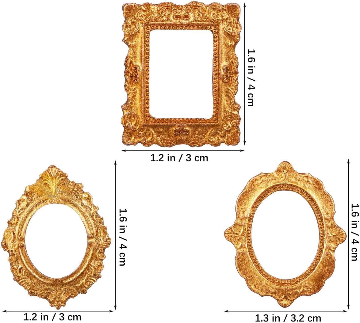 Detalle de MAGICLULU 15Pcs Miniature Photo Frames: Vintage Resin Frames for Dollhouses and Crafts