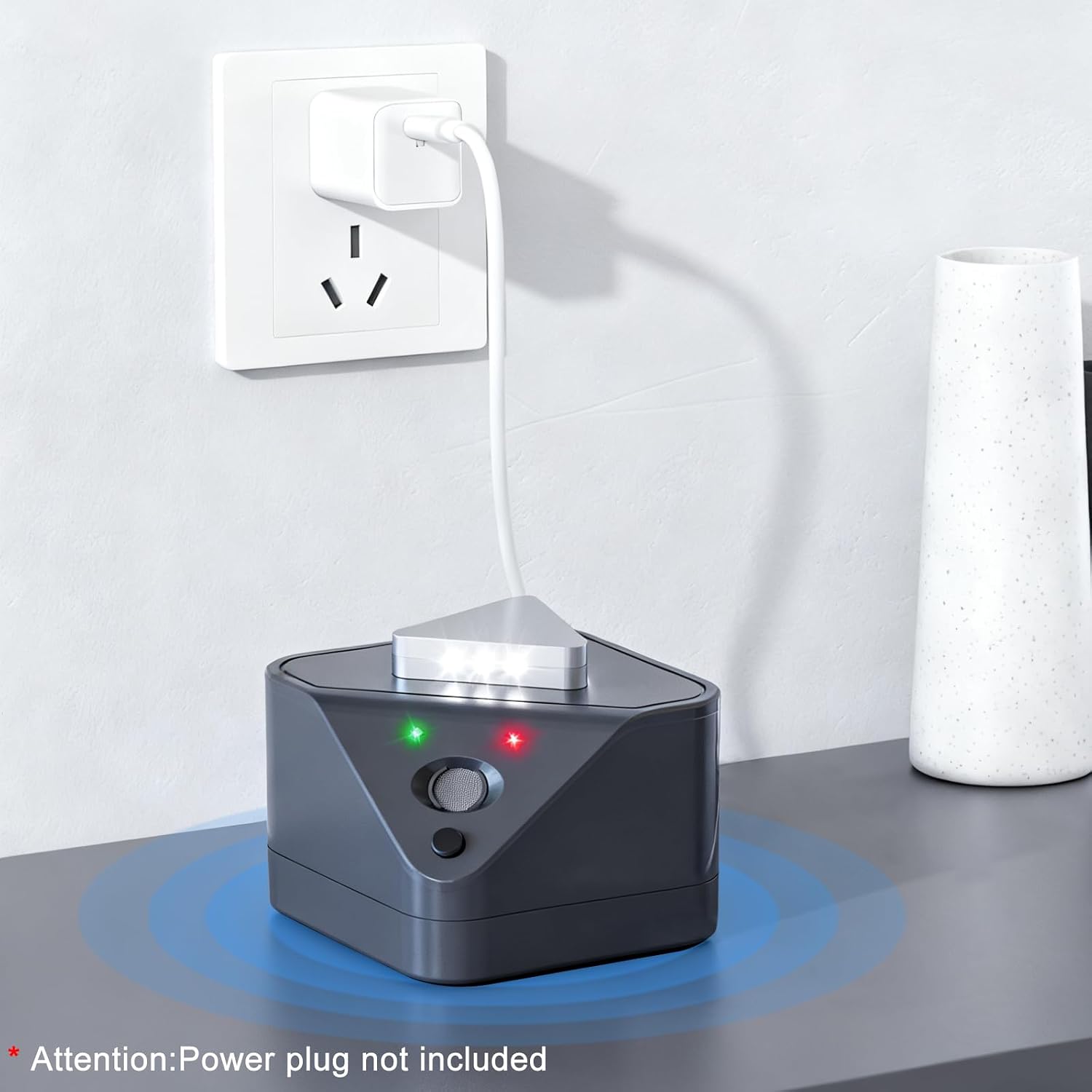 Detalle de HUAJUN 73504 ultrasone muizen- en rattenverjager, 360° en met ledlicht