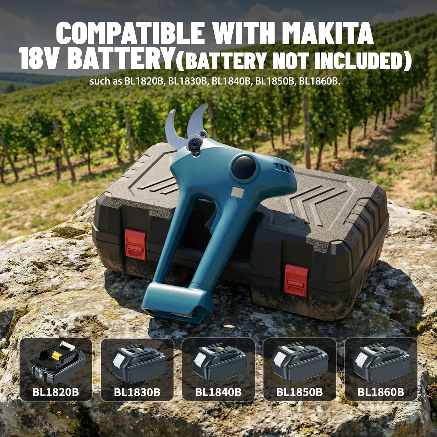 Detalle 2 de Cesoie da potatura senza fili per Makita 18 V con lama SK5 da 30 mm e display LCD
