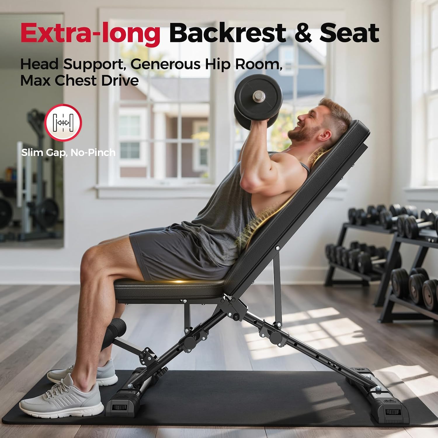 Detalle 2 de FLYBIRD Adjustable Bench-149 verstelbare trainingsbank, inklapbaar, 363 kg