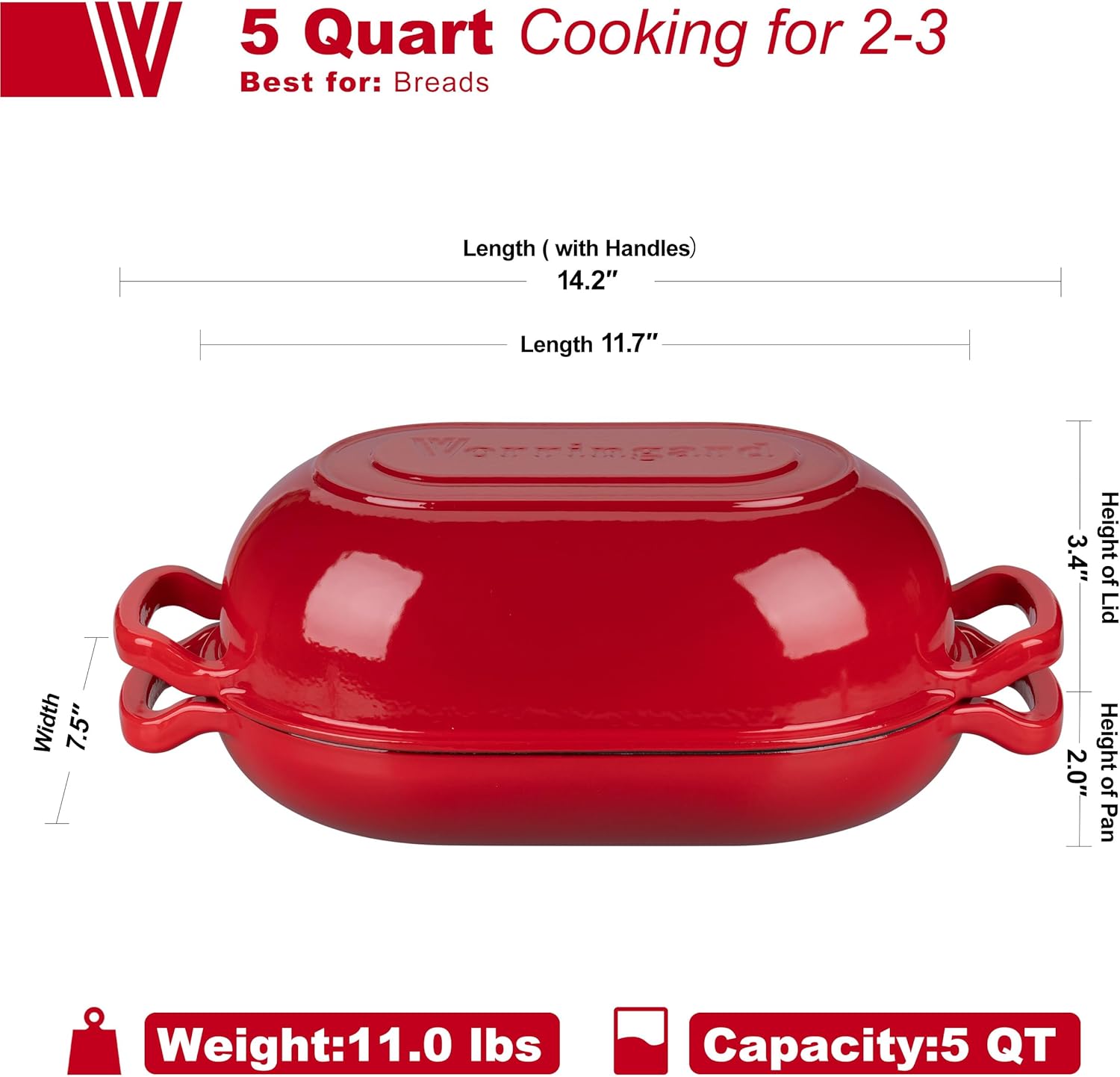 Detalle 2 de VORRINGARD 5QT Enameled Cast Iron Dutch Oven 🍲