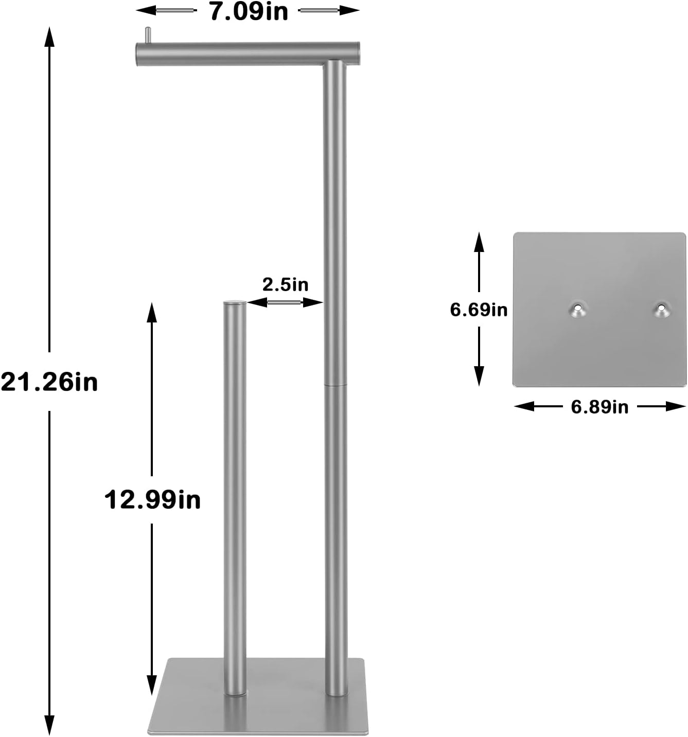Thumbnail 5 de OYEAL Freestanding Toilet Paper Holder, Silver Metal, 4-Roll Storage