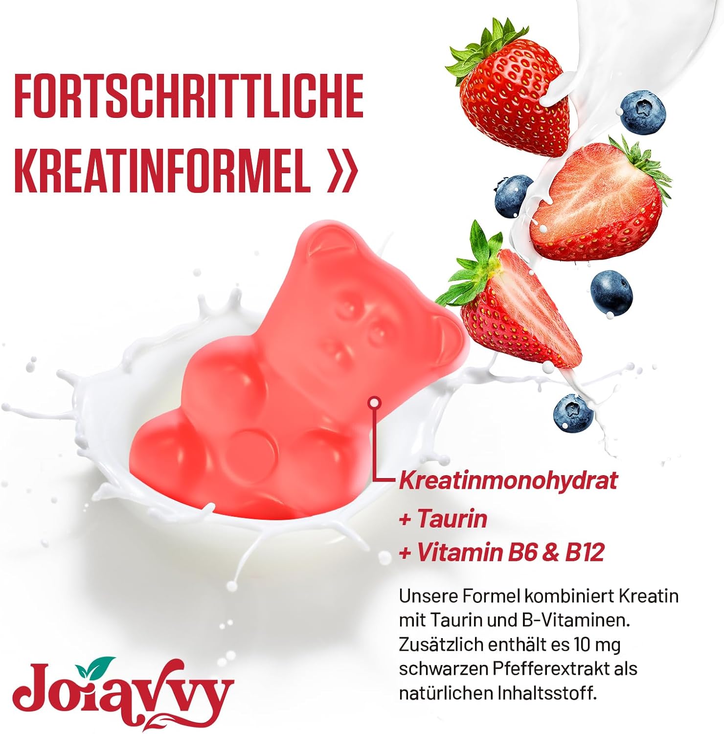 Thumbnail 2 de Joiavvy Créatine Monohydrate Gummies 5000 mg – 60 unités, végan et aromatisées fruits rouges