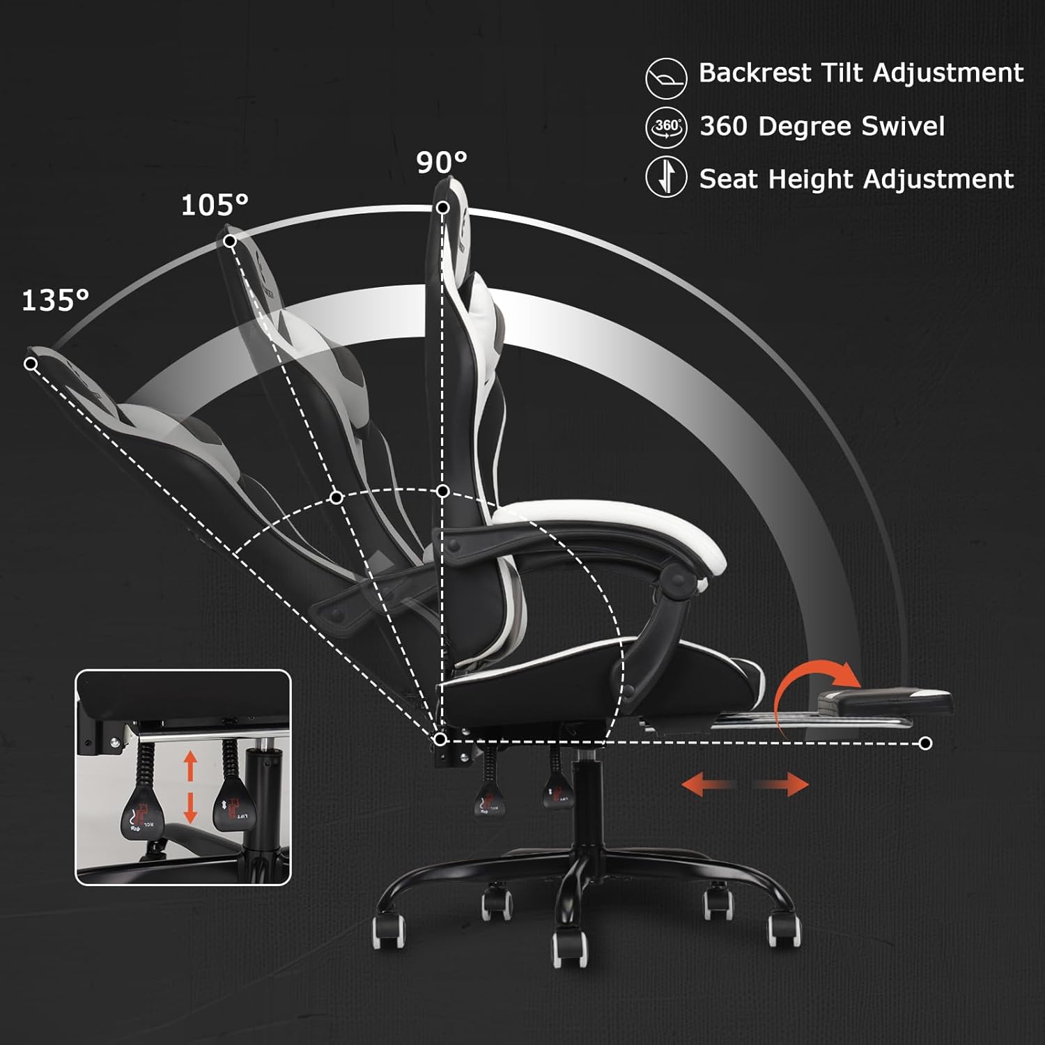 Thumbnail 4 de ErgoDesign Gaming Chair 90°–135° recline