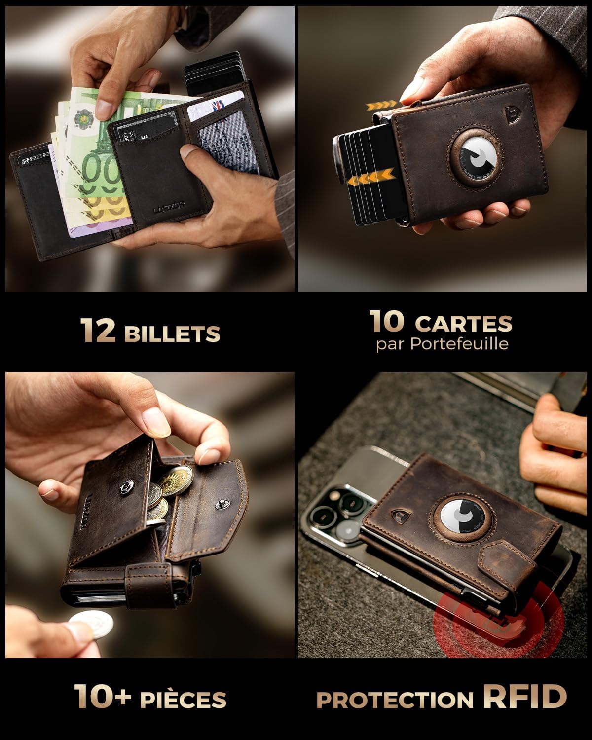 Detalle 2 de LORZOR Porte Carte 10 cartes đź‘›