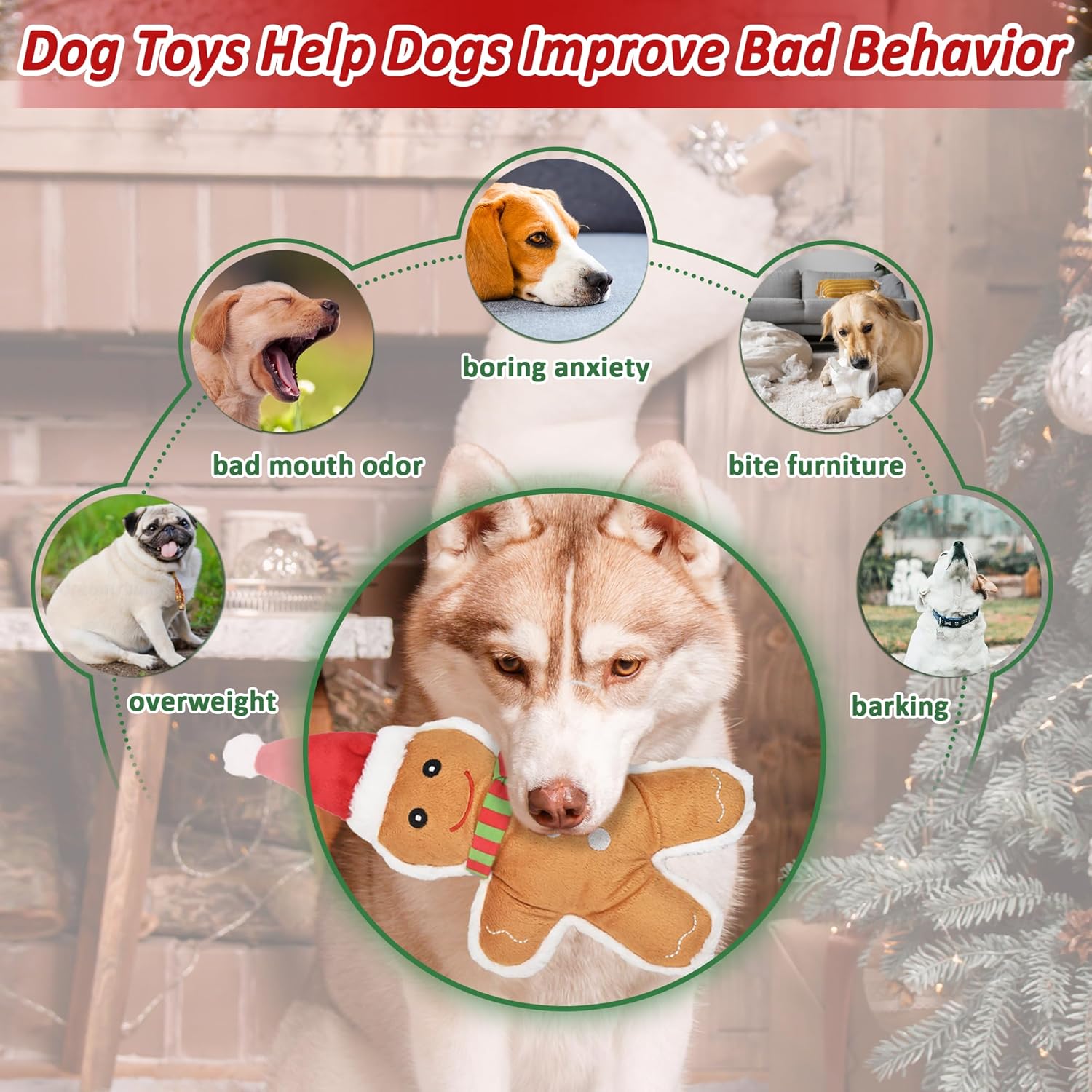 Detalle de Jouets couineurs LECHONG pour chien, lot de 4