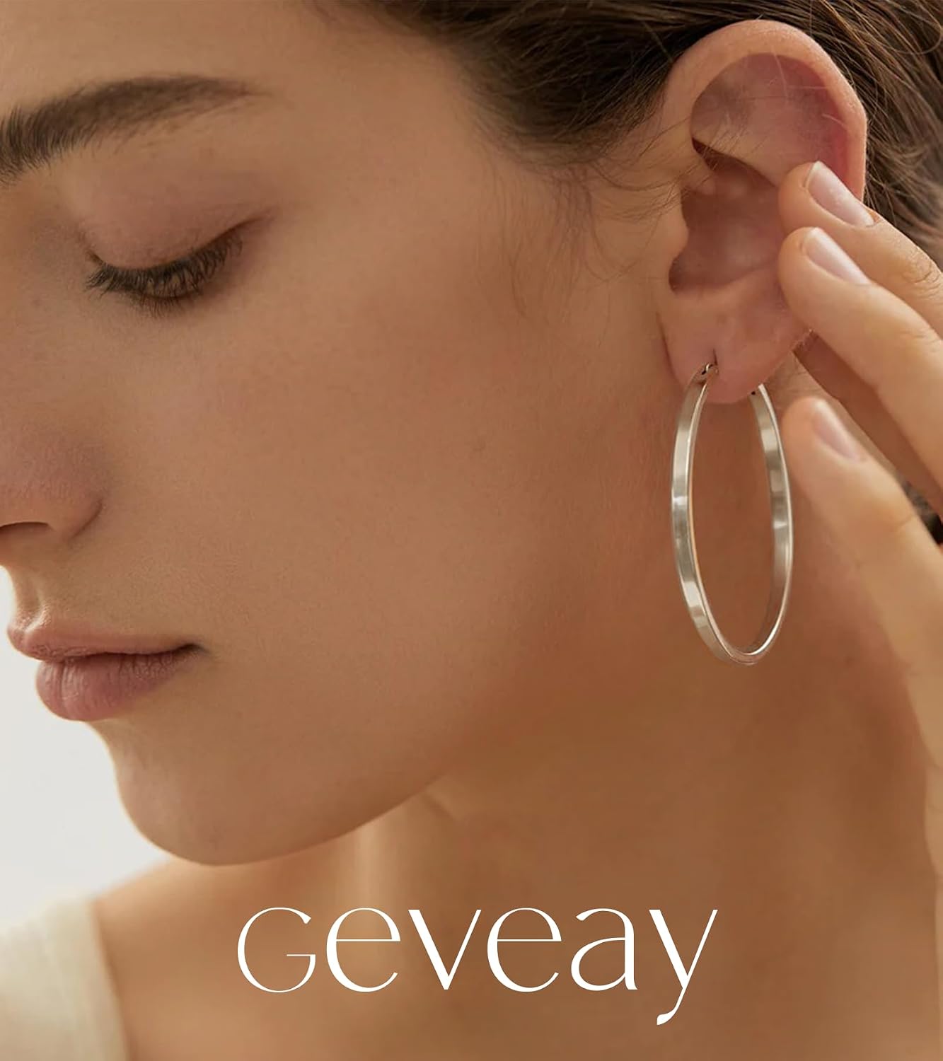 Detalle de Geveay Hoop Earrings, 925 Sterling Silver