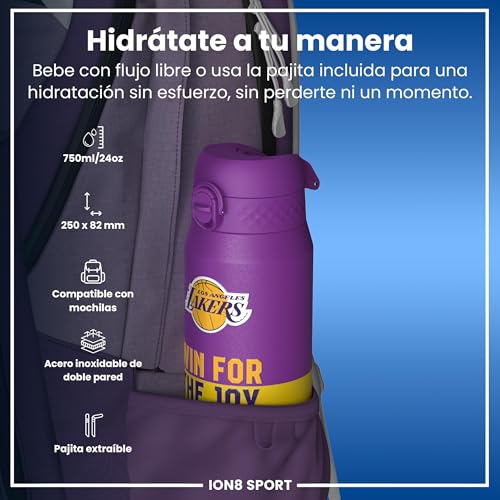 Detalle 2 de ion8 NBA Los Angeles Lakers Botella térmica 750 ml 🥤