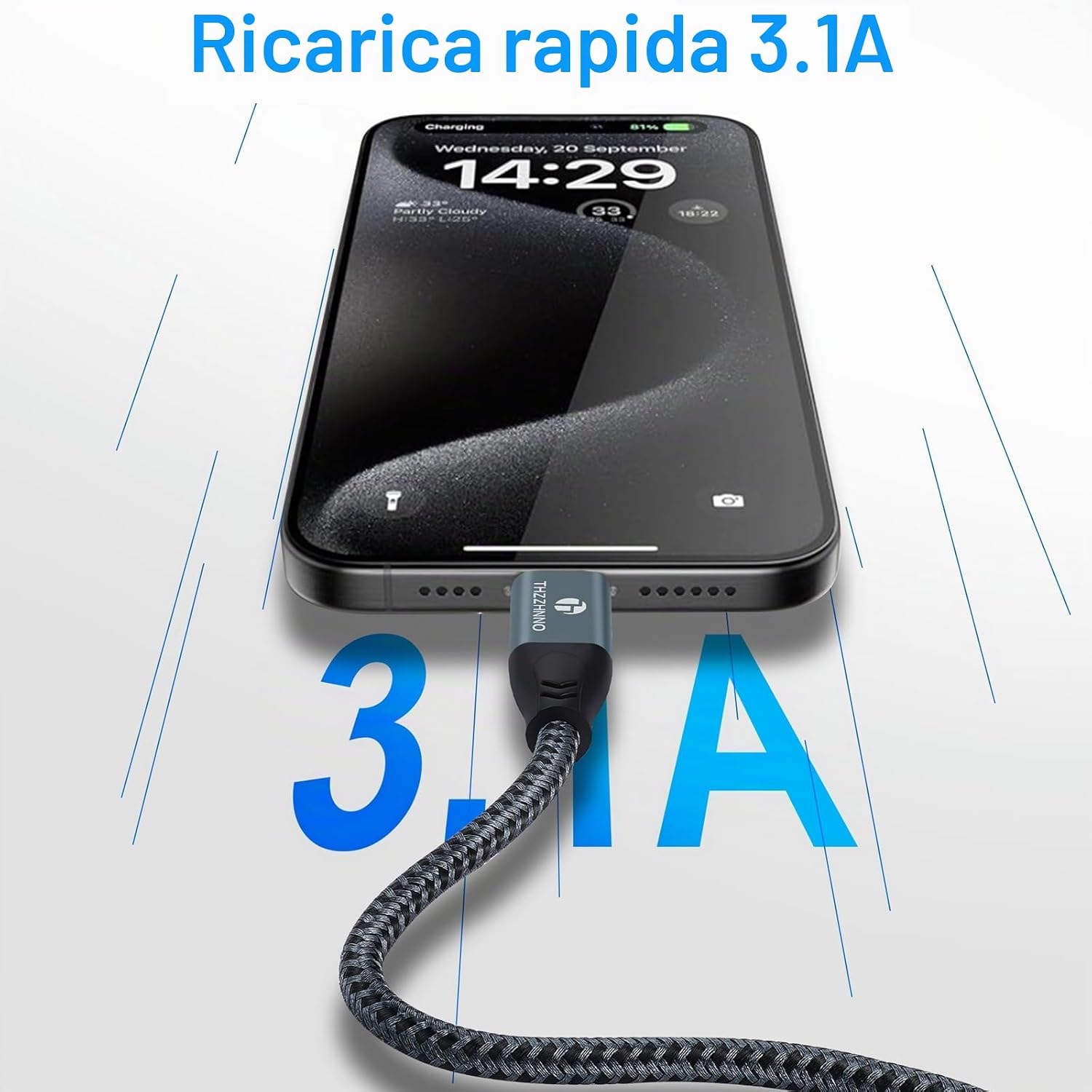 Detalle 2 de Thzzhnno Cavo USB A a USB C 3m – 2 pezzi, USB 3.1 Gen2, 10 Gbps