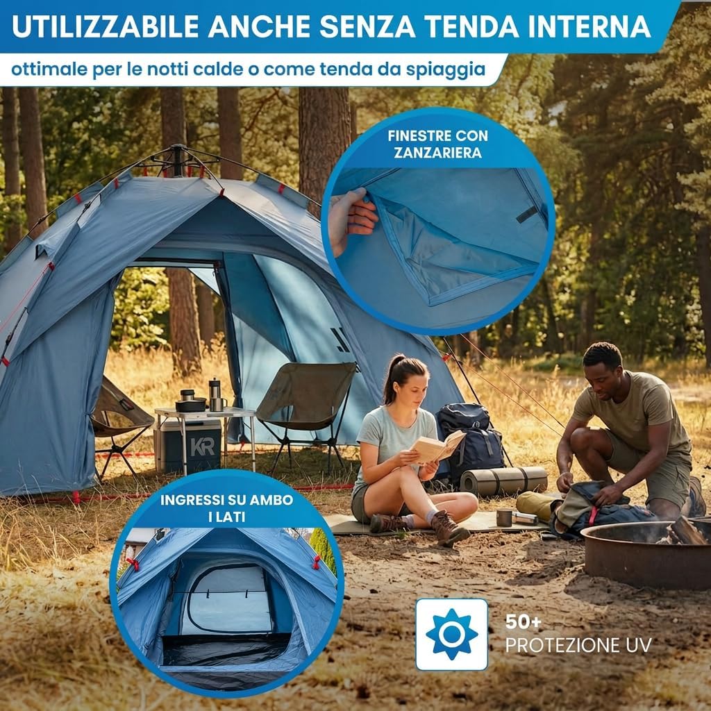 Detalle 2 de NORDMUT Tenda Pop-Up 2-4 Persone – Montaggio Istanteaneo, Impermeabile e Protezione UV