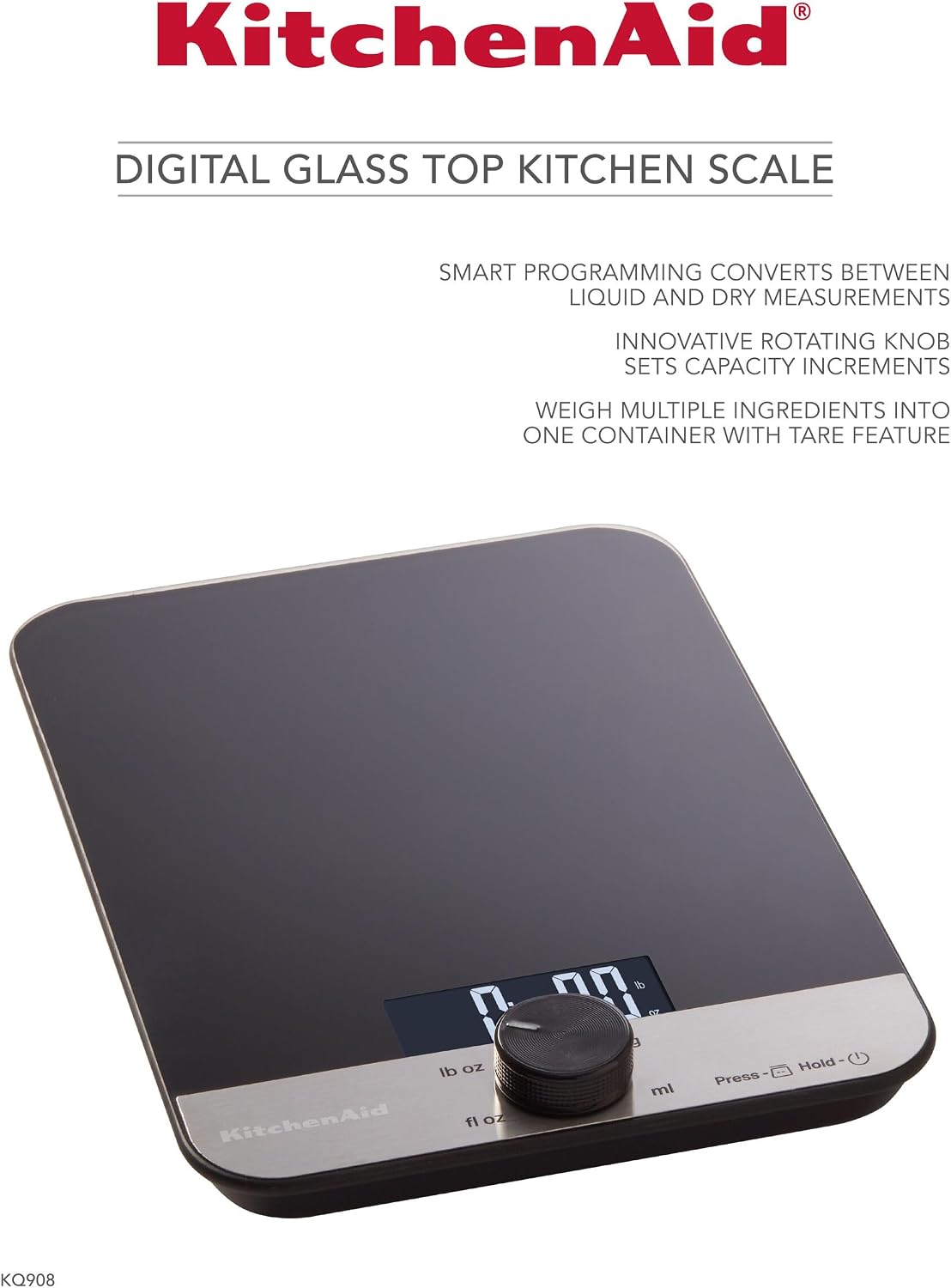 Thumbnail 3 de KitchenAid KQ908 Glass Surface 11 Pound Digital Kitchen Scale