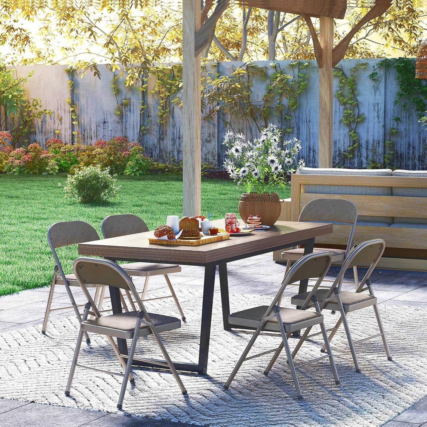 Thumbnail 6 de BULAGE 4er-Set Campingstuhl Klappstühle (khaki) – faltbar, stapelbar, bis 158 kg