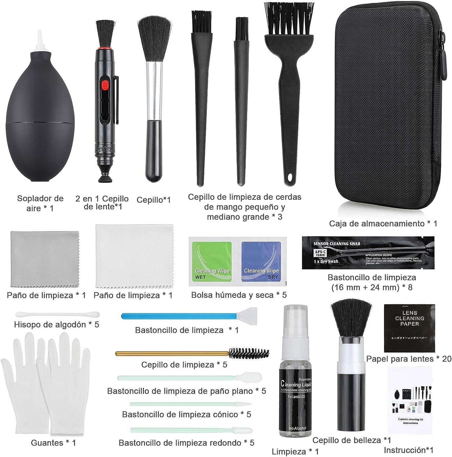 Detalle 2 de Kits limpieza cámara 75 en 1, funda impermeable