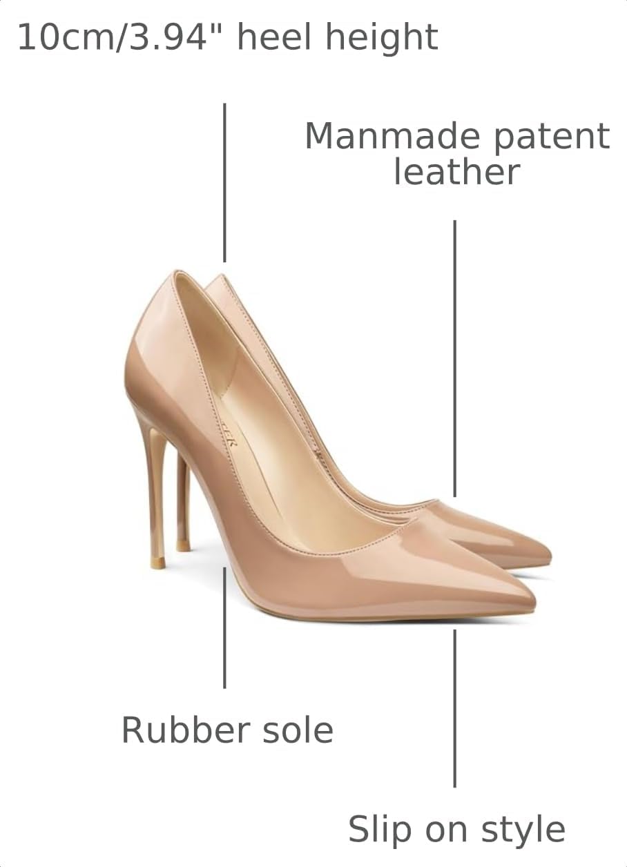 Detalle de COLETER 99a768e1-3113-4b80-a768-fac6dd721a44 Women's Pointed-Toe Pumps, 4-Inch Stiletto, Slip-On