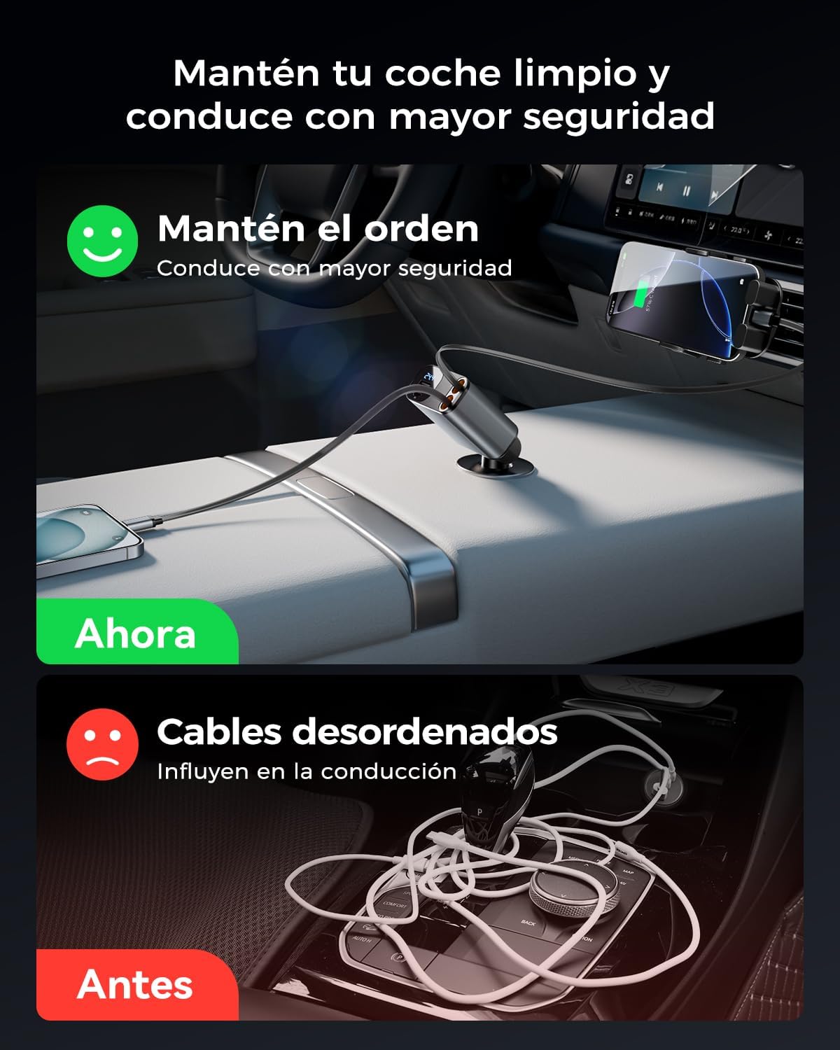 Detalle 2 de Rocoren 4 en 1 69 W cargador de coche