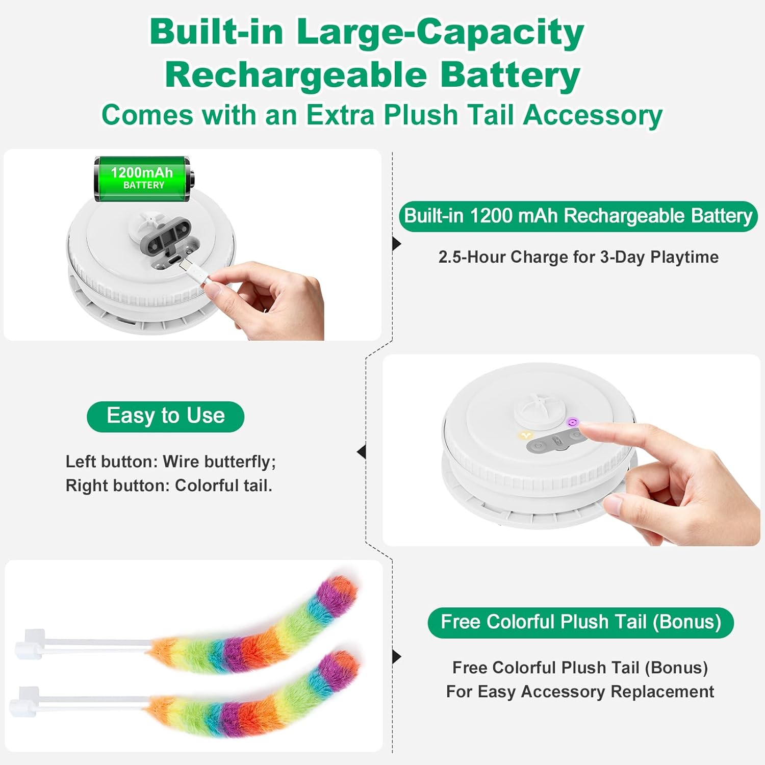 Thumbnail 4 de Qraxond Interactive Cat Toys for Indoor Cats (Rechargeable Touch-Activated Hide and Seek Kitten Toy)