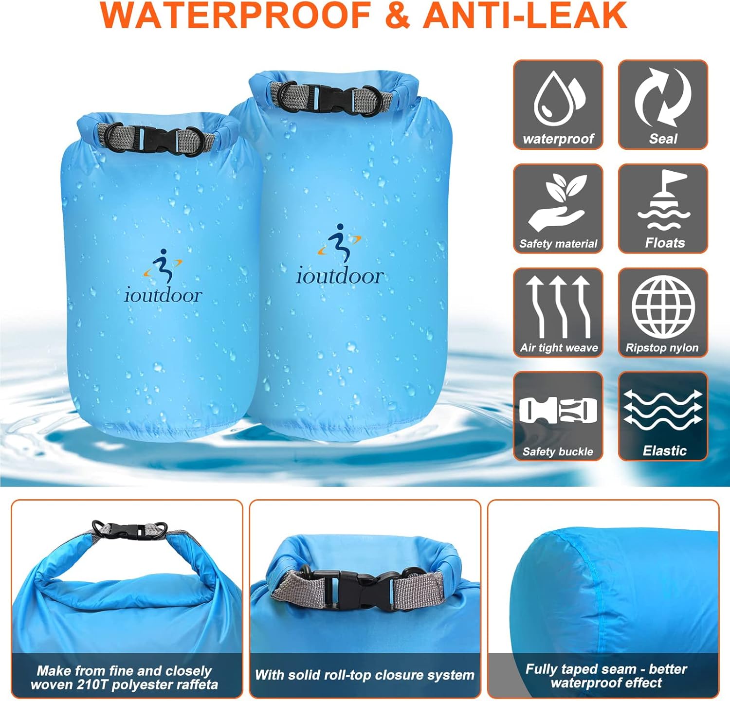 Thumbnail 1 de ioutdoor Dry Bag 2L–70L wasserdichte Trockenbeutel – Ultraleicht, abriebfest, reißfest