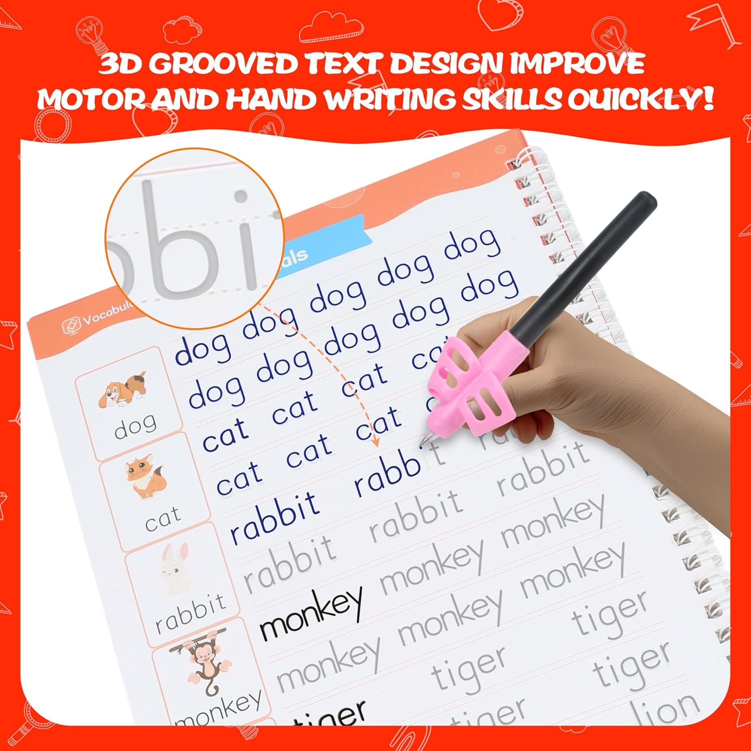 Thumbnail 3 de Lumikidz Magic Grooved Writing Practice Set (Reusable Grooved Books + Magic Pens) for Kids Ages 3–5