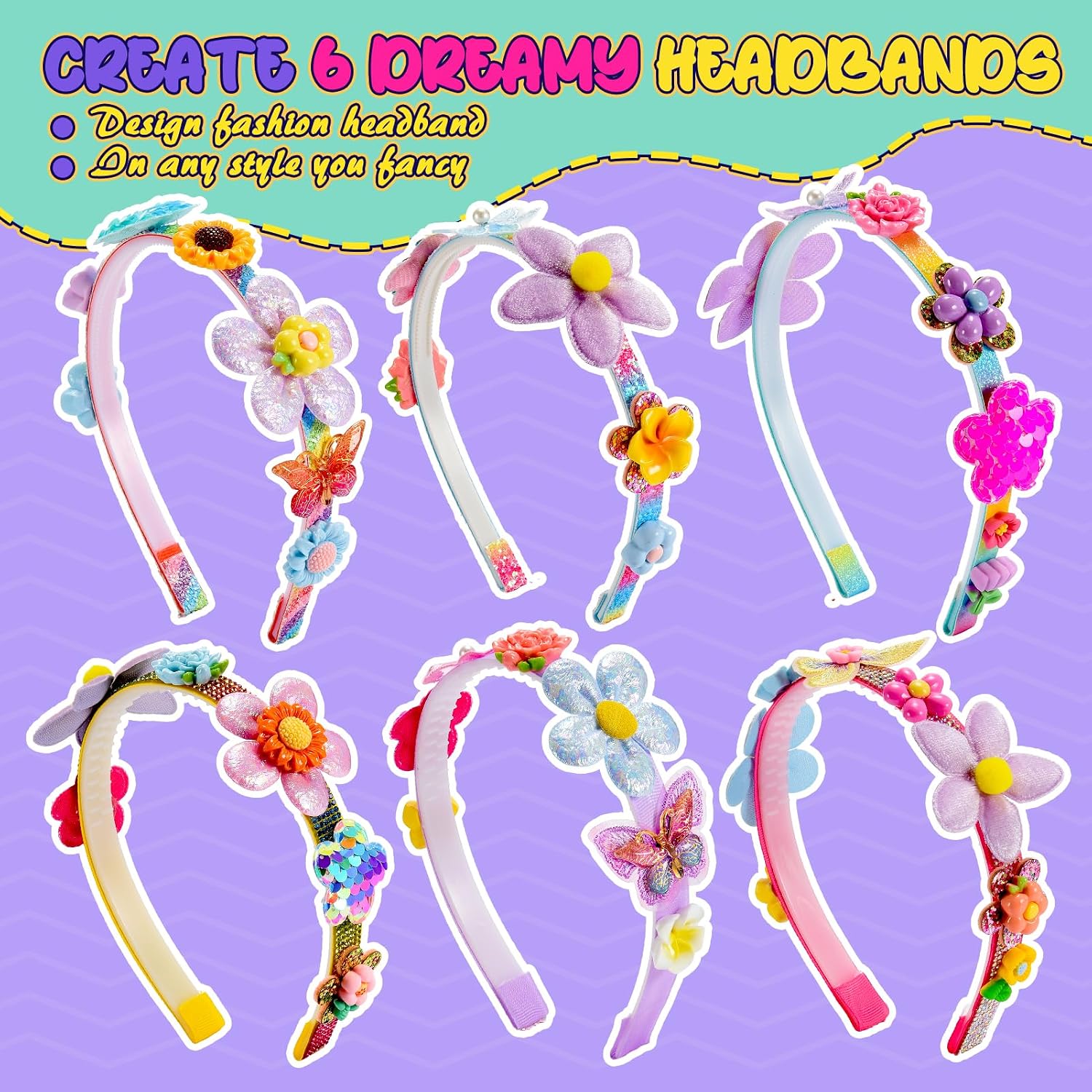 Detalle de HappyKidsClub Regalo Bambina 4-10 Anni: Kit Lavoretti per Cerchietti e Accessori Capelli