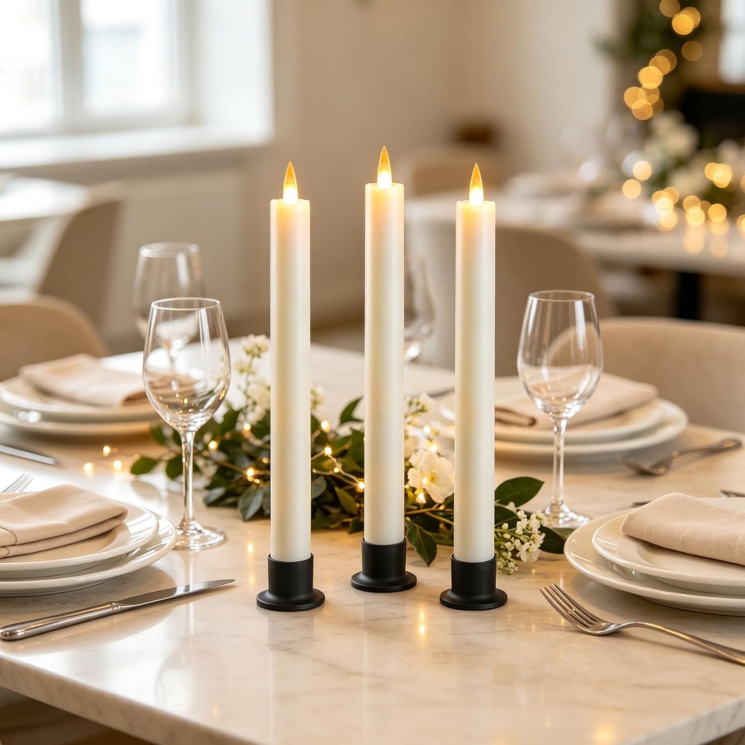 Thumbnail 2 de Da by GMGL-3 Flameless Taper Candles, Ivory 3-Pack with Remote