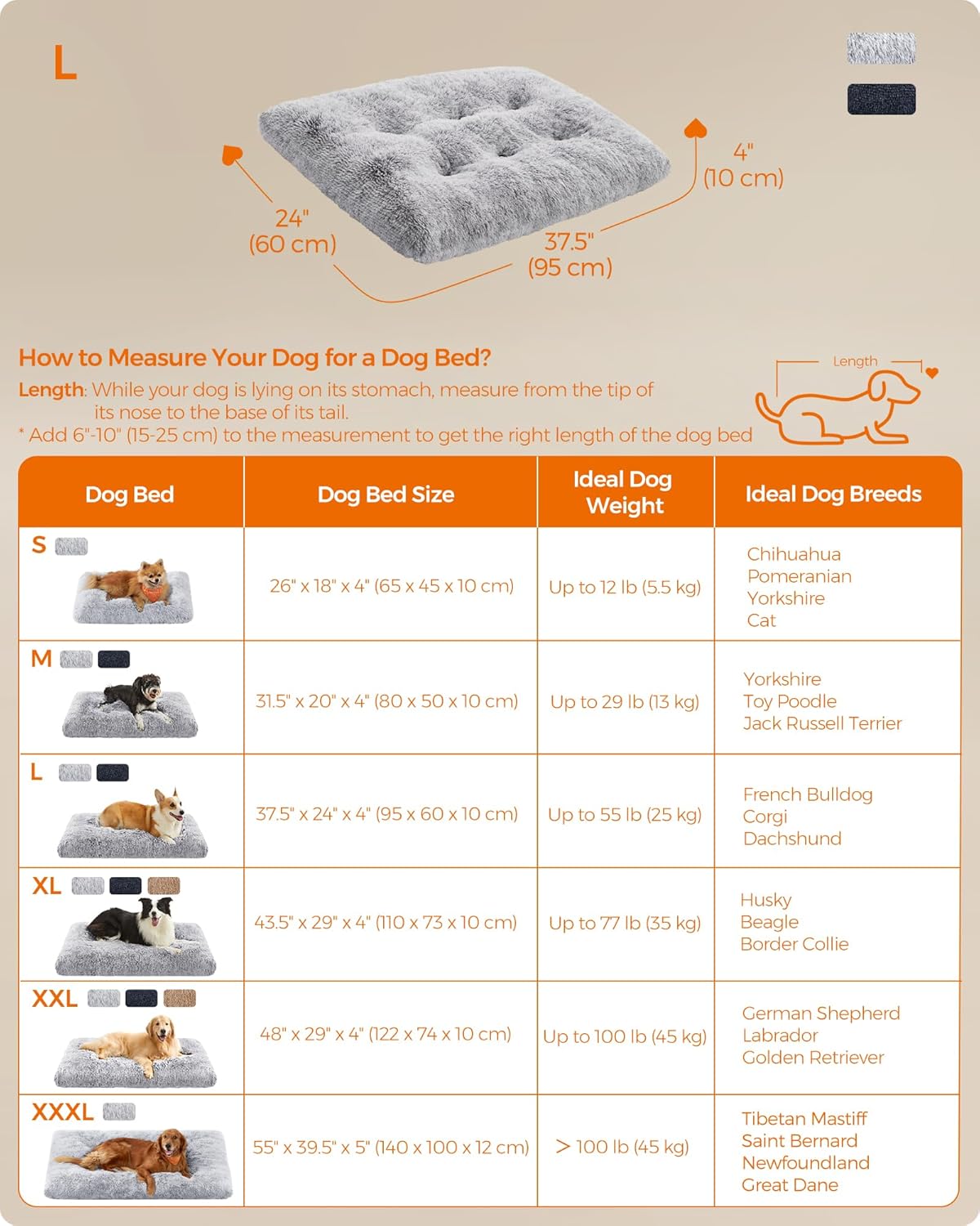 Thumbnail 5 de Feandrea Large Dog Bed 95 x 60 cm — Fluffy crate mat