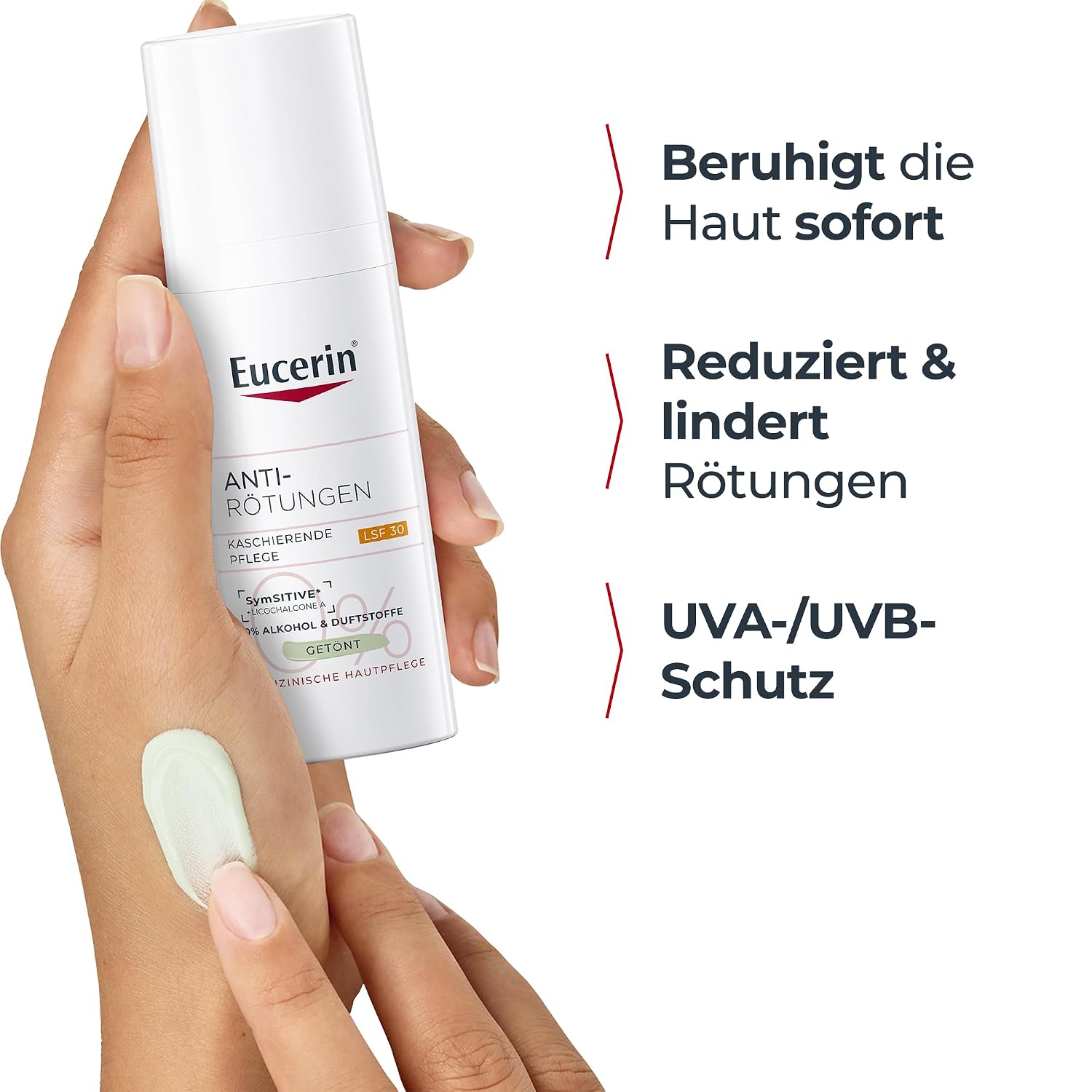 Detalle de Eucerin Anti-Rötungen Kaschierende Tagespflege LSF 30 – getönte Gesichtscreme 50 ml