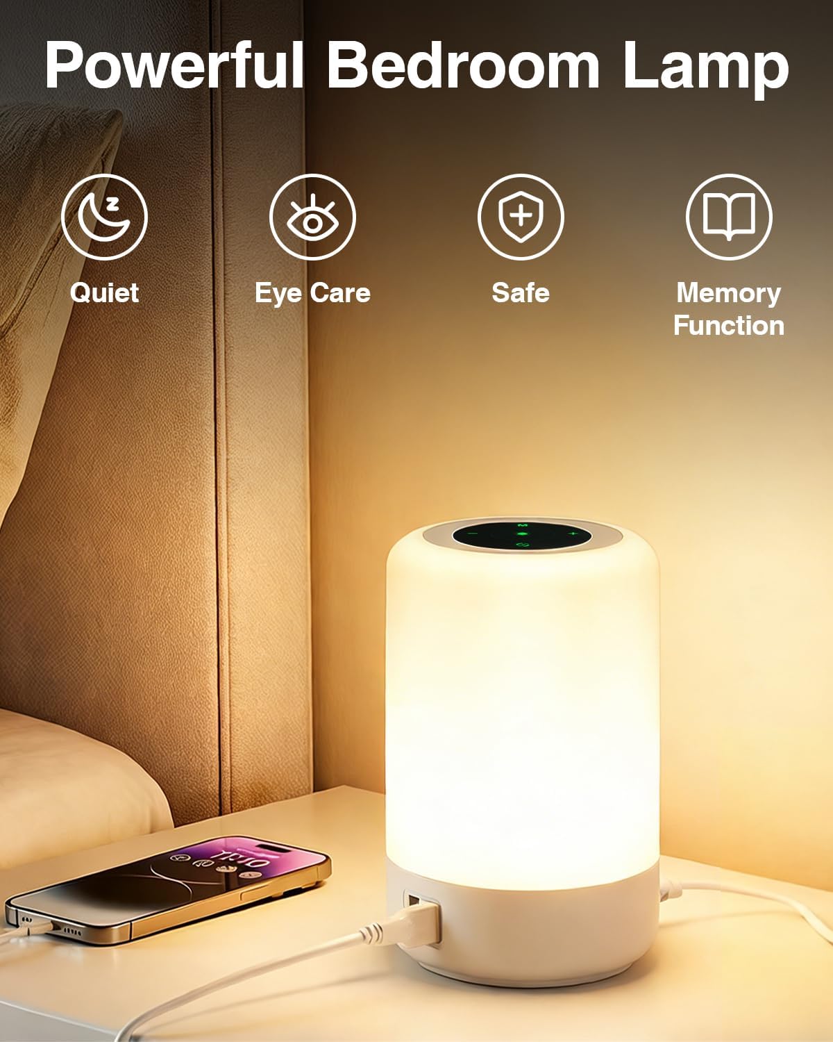 Thumbnail 5 de salipt Touch Control Bedside Lamp with 4-Port USB Charging, Colour-Changing Night Light and Adjustable Brightness