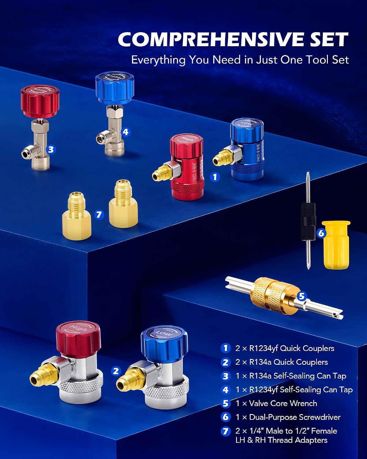 Thumbnail 2 de Orion Motor Tech AC Gauges: 3‑Way Manifold Set for R1234yf, R404a & R134a