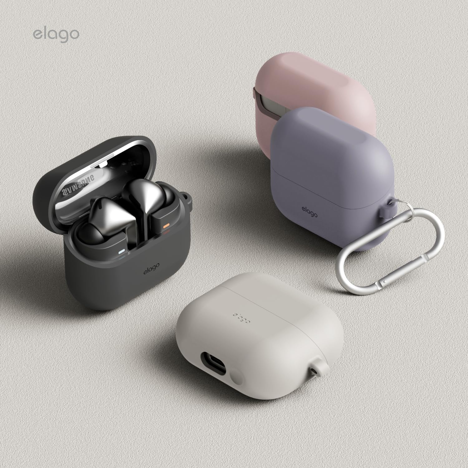 Thumbnail 2 de elago Coque en silicone pour Samsung Galaxy Buds 3 / 3 Pro / 3 FE (noir) avec mousqueton