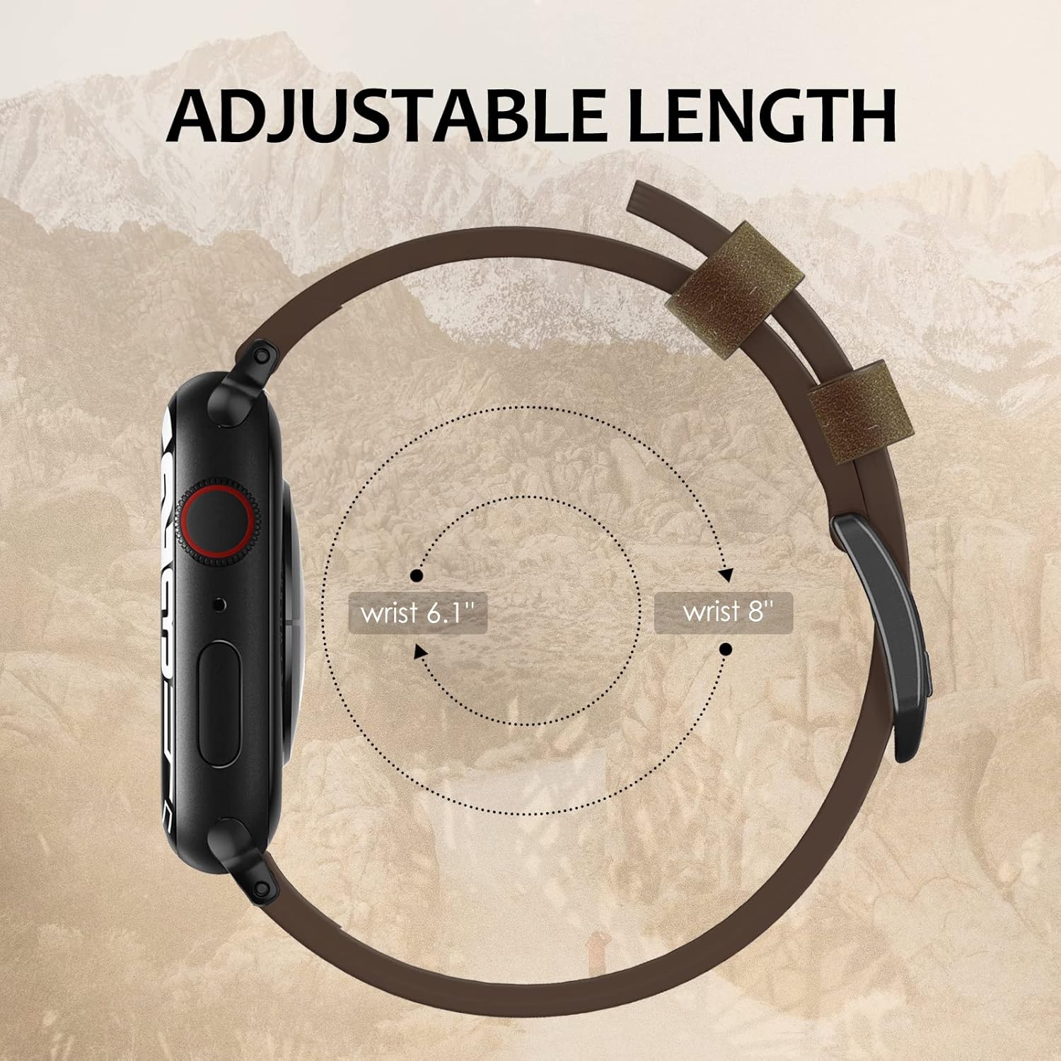 Thumbnail 6 de Tuocal Genuine Leather Strap for Apple Watch 42–46mm (Series 1–10): Classic Vintage Style