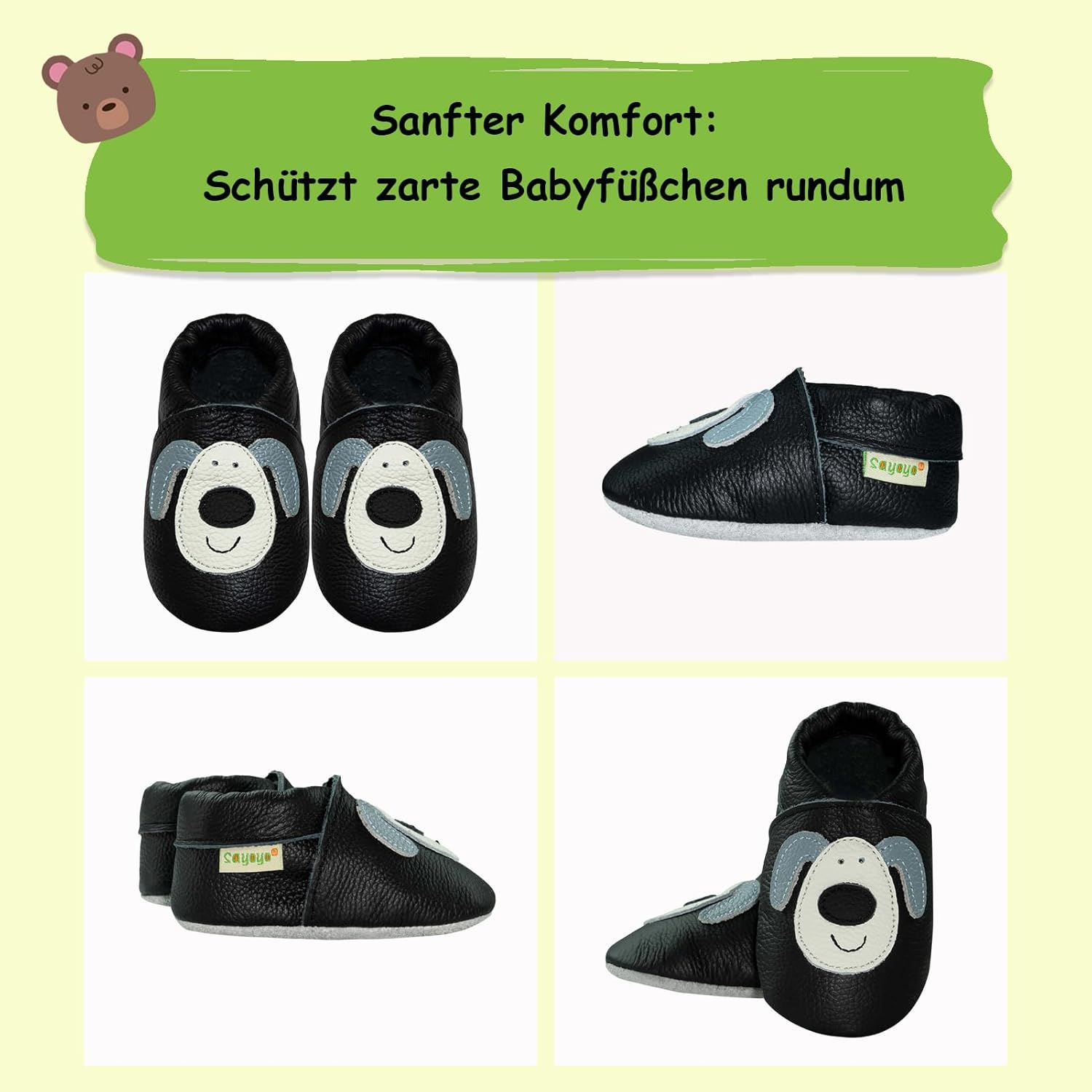Thumbnail 4 de SAYOYO Weiche Leder-Krabbelschuhe für Baby & Kleinkind – rutschfeste Wildleder-Sohle