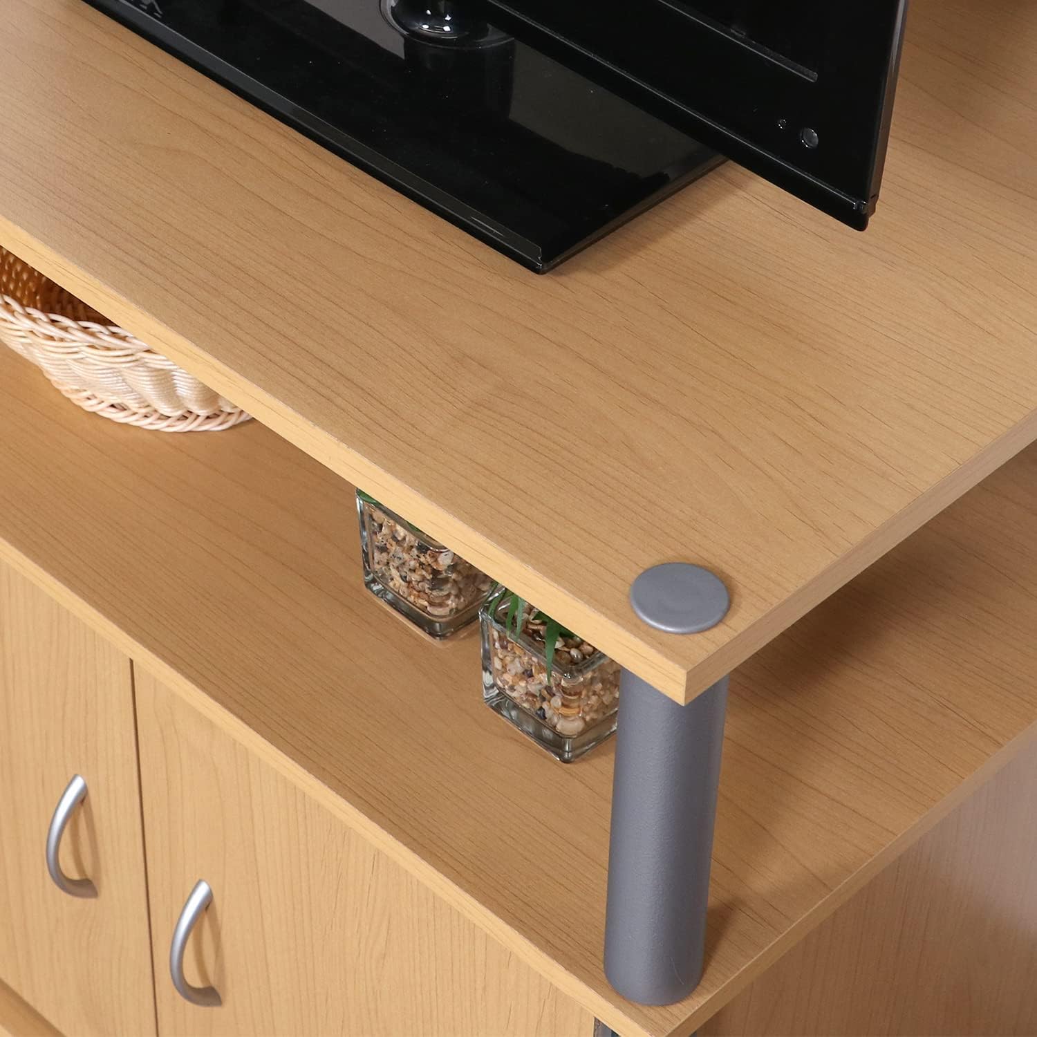 Detalle de 不二貿易 84439 テレビ台 幅60cm・扉収納付き・ナチュラル木目調 22V型まで