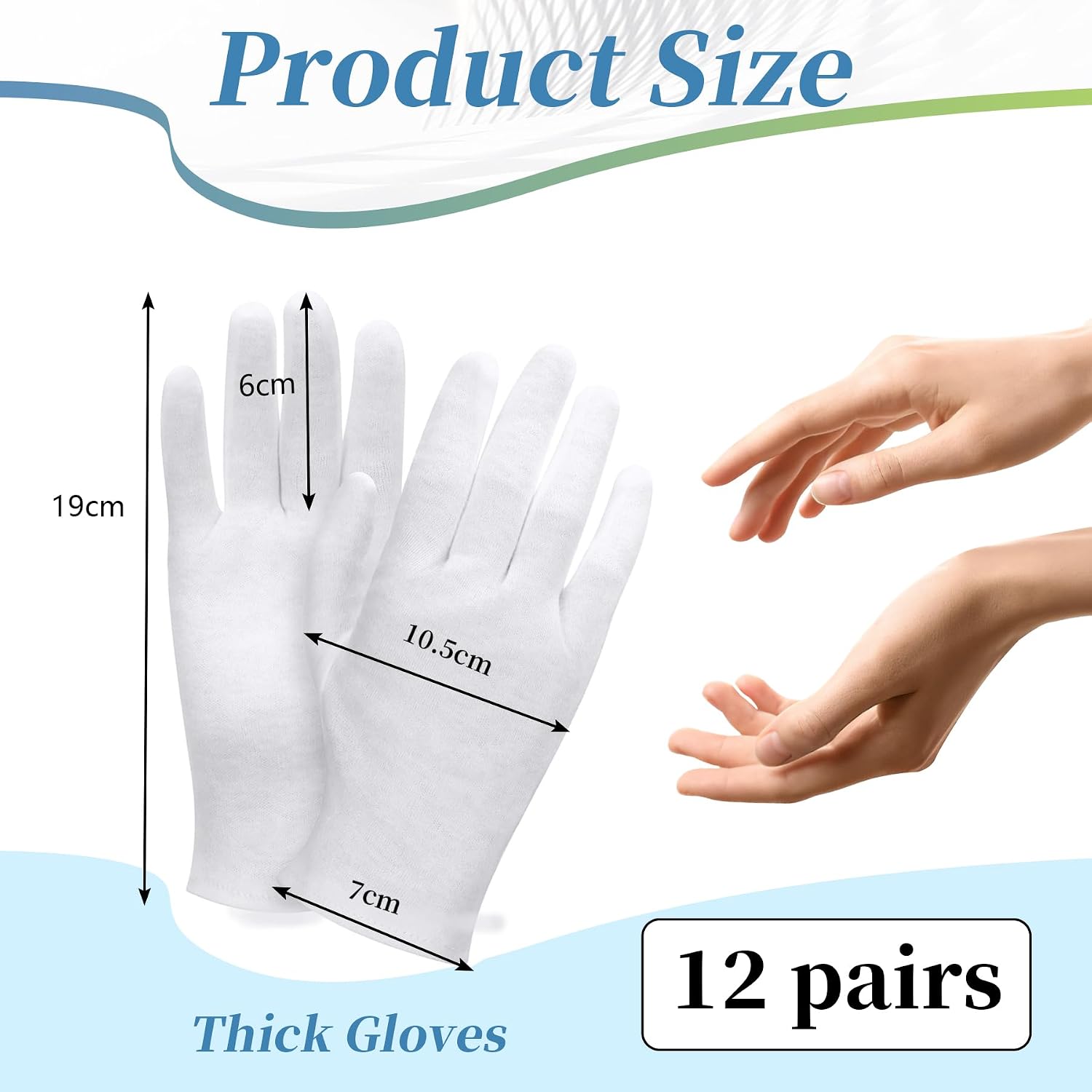 Thumbnail 1 de 12 Pair White Cotton Gloves for Dry Hands